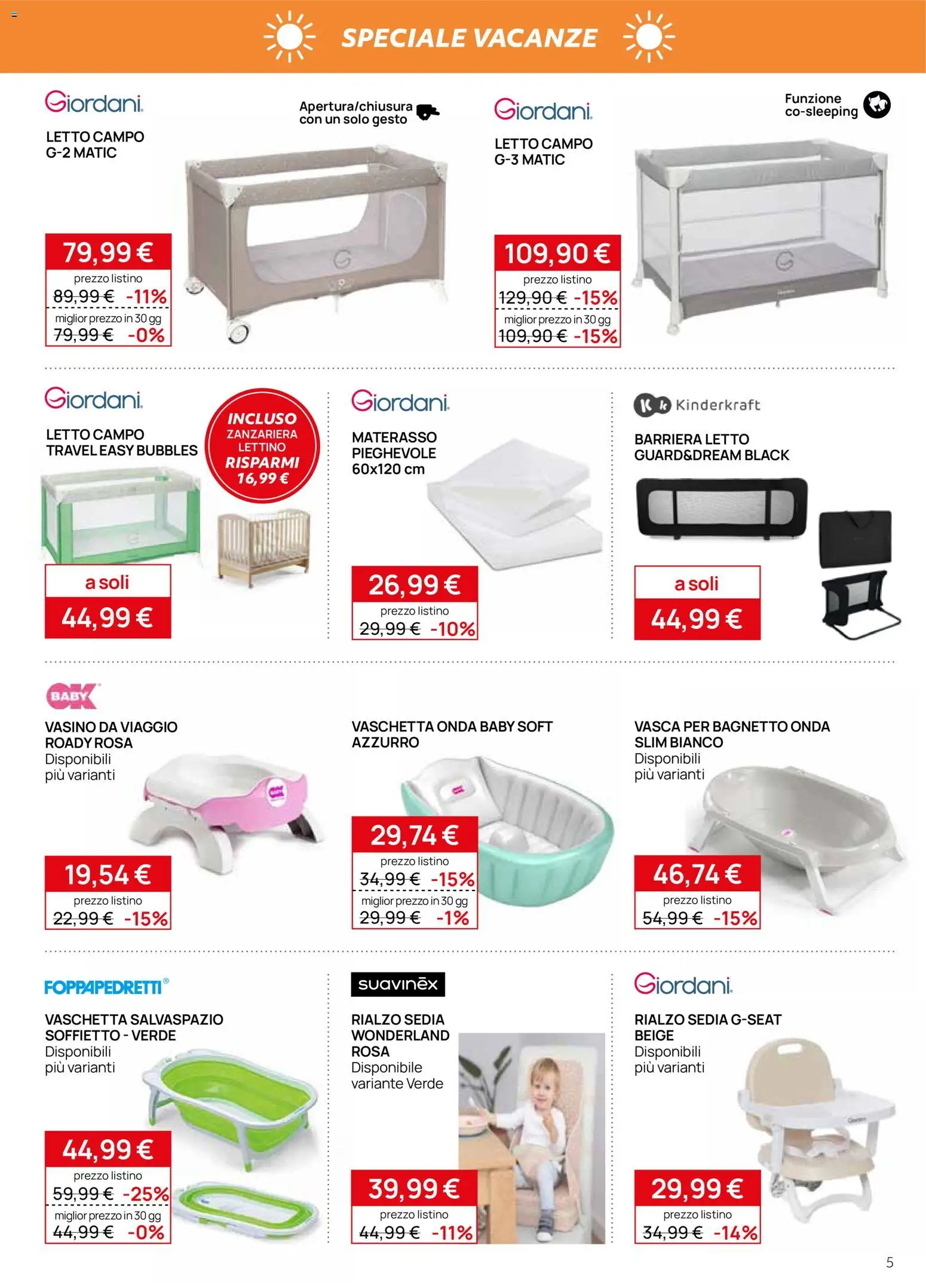 Volantino Prenatal del 17.06.2026 | Pagina: 5 | Prodotti: Zanzariera, Lettino, Letto, Materasso
