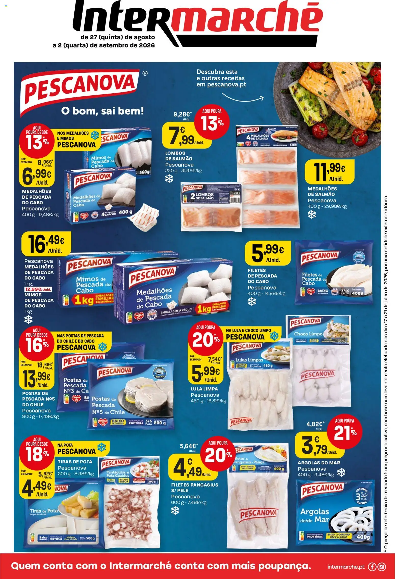 Intermarché Folheto Mini │ válido de 27/08/2026 | Página: 1 | Produtos: Base, Sal, Salmão, Proteina