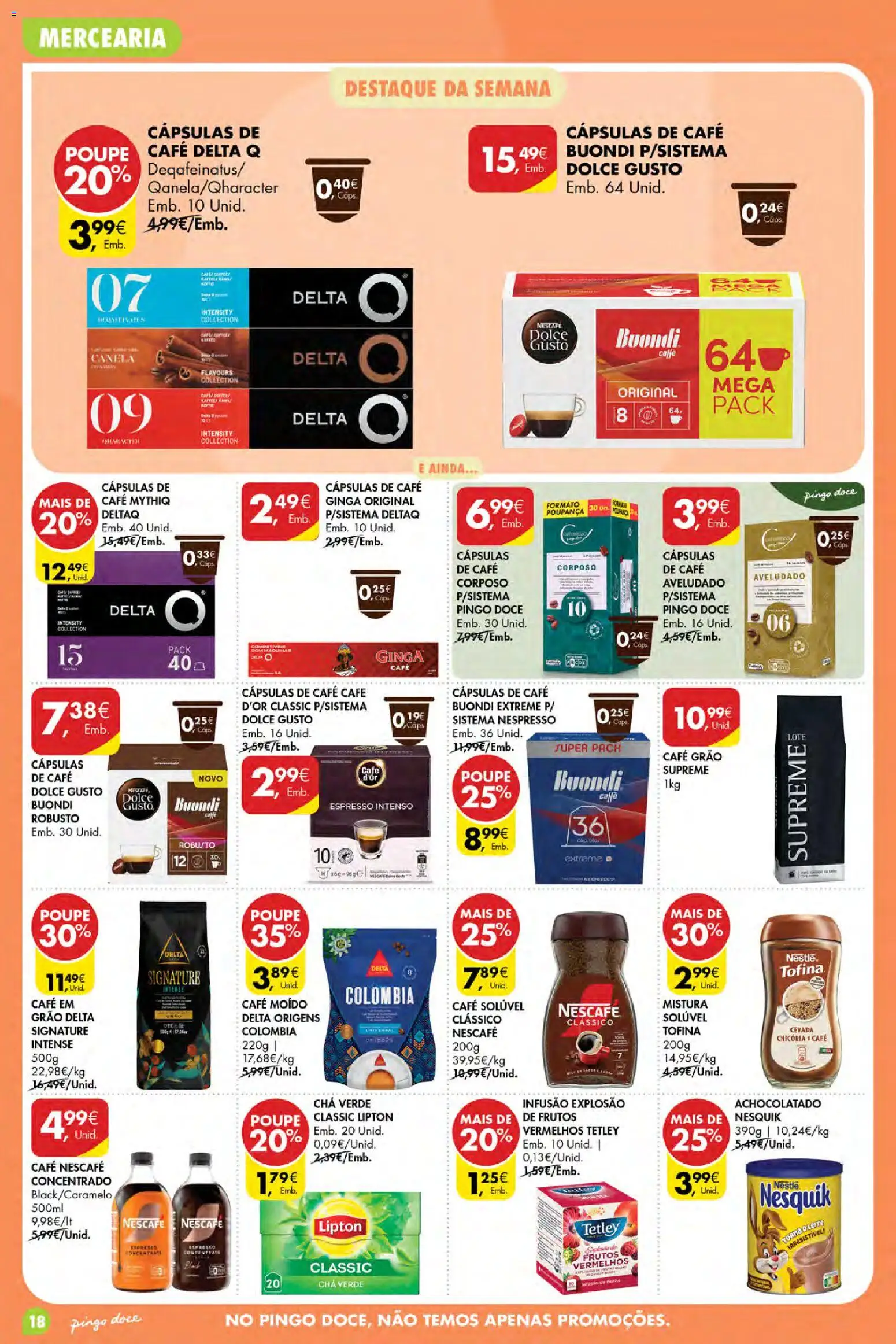 Pingo Doce Poupe Esta Semana Açores │ válido de 27/08/2026 | Página: 18 | Produtos: Delta q, Café solúvel, Cápsulas, Nestlé