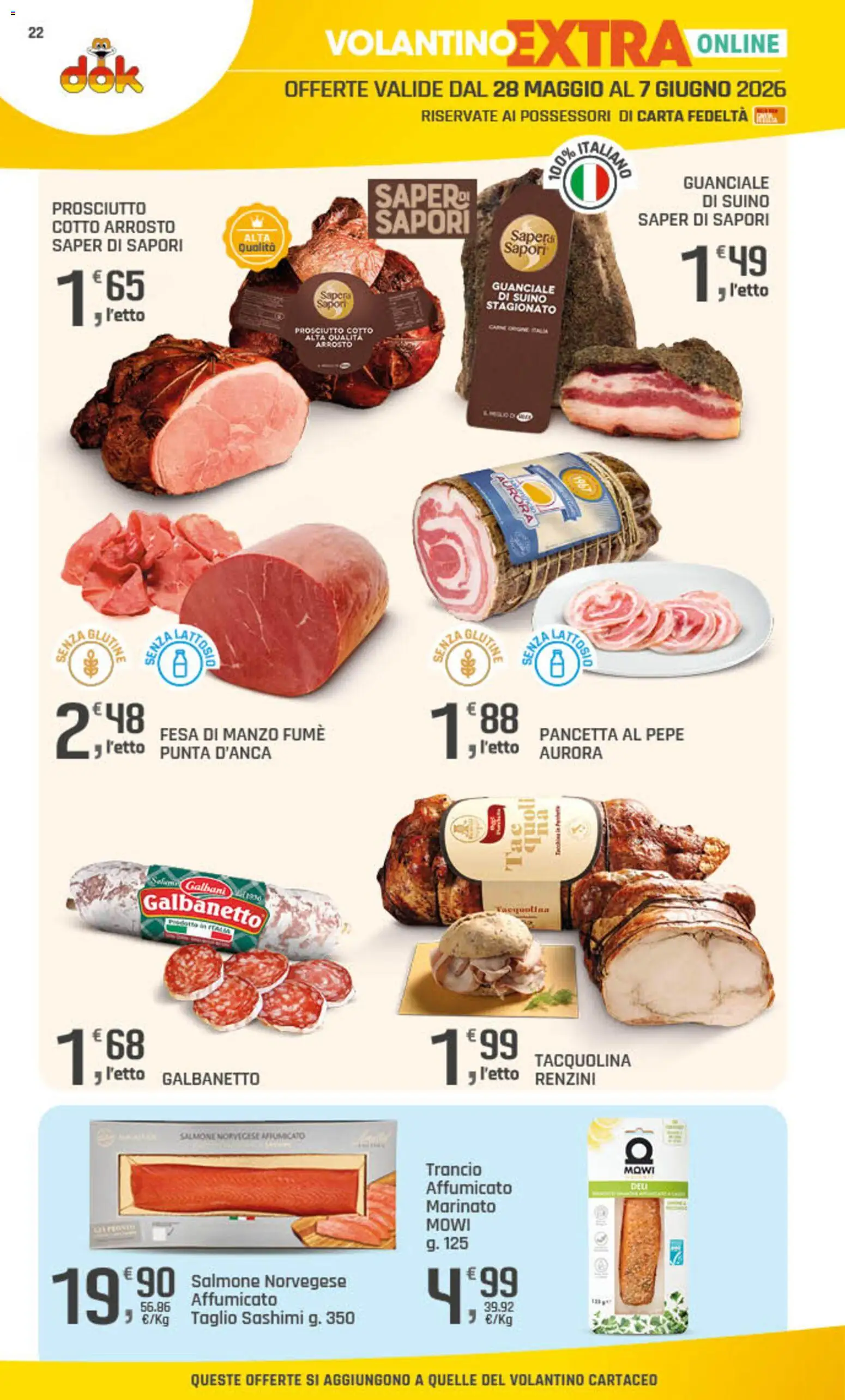 Volantino DOK del 28.05.2026 | Pagina: 23 | Prodotti: Salmone, Pancetta, Suino, Prosciutto