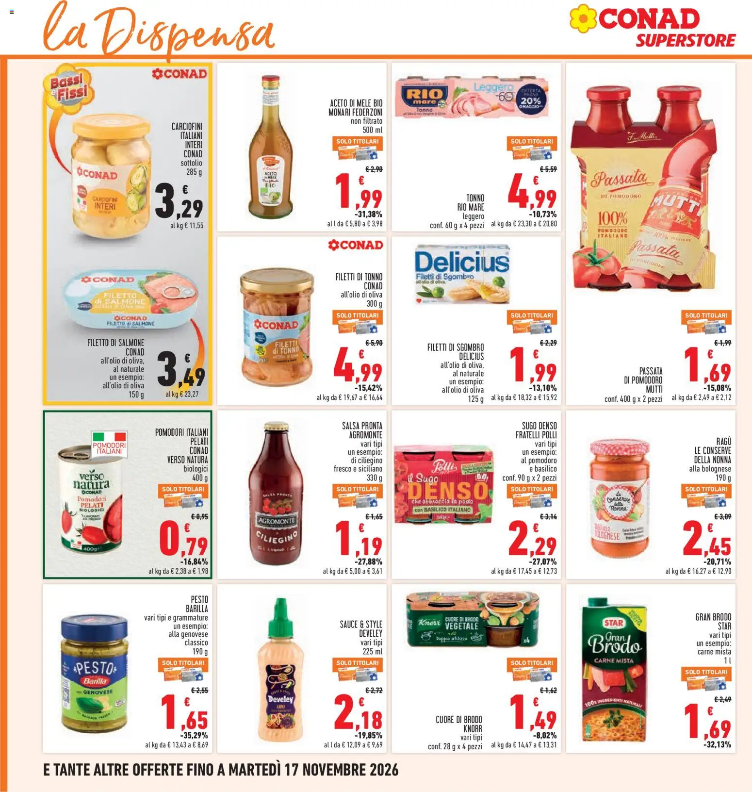 Volantino Conad del 05/11/2026 | Pagina: 20 | Prodotti: Filetto di salmone, Aceto di mele, Pomodoro, Pesto