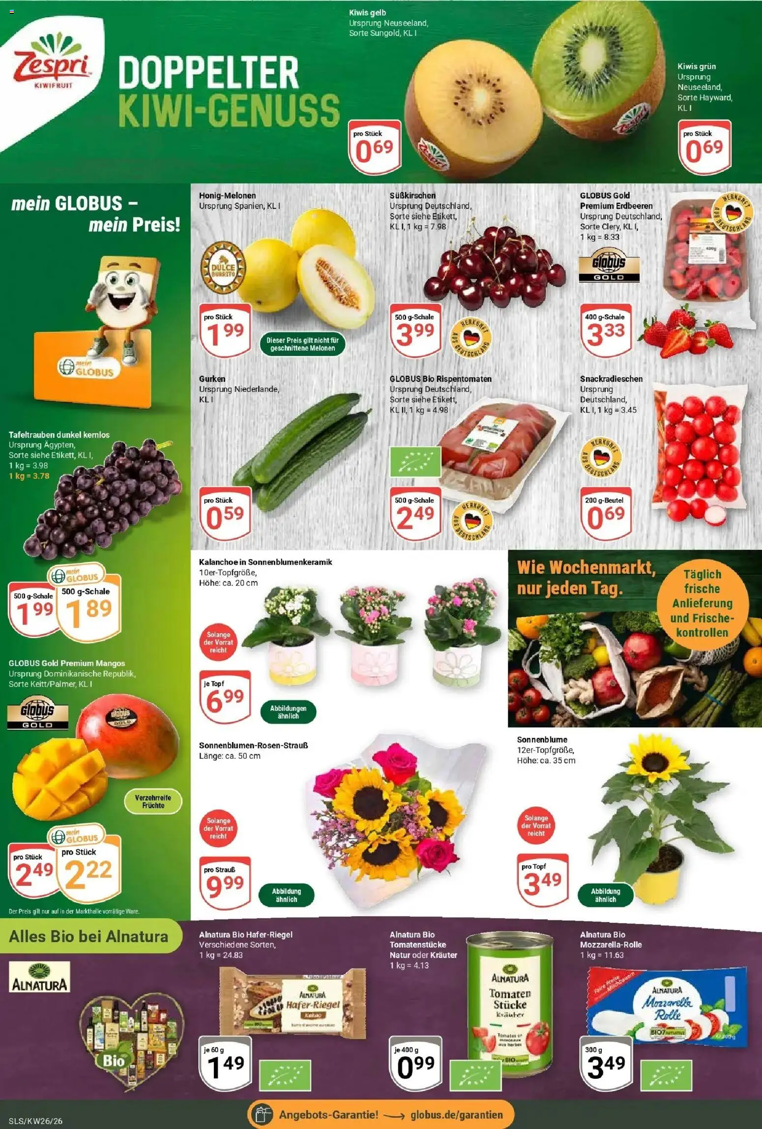 Globus Prospekt Saarlouis – gültig ab 21.06.2026 | Seite: 10 | Produkte: Mozzarella, Tomaten, Erdbeeren, Gurken