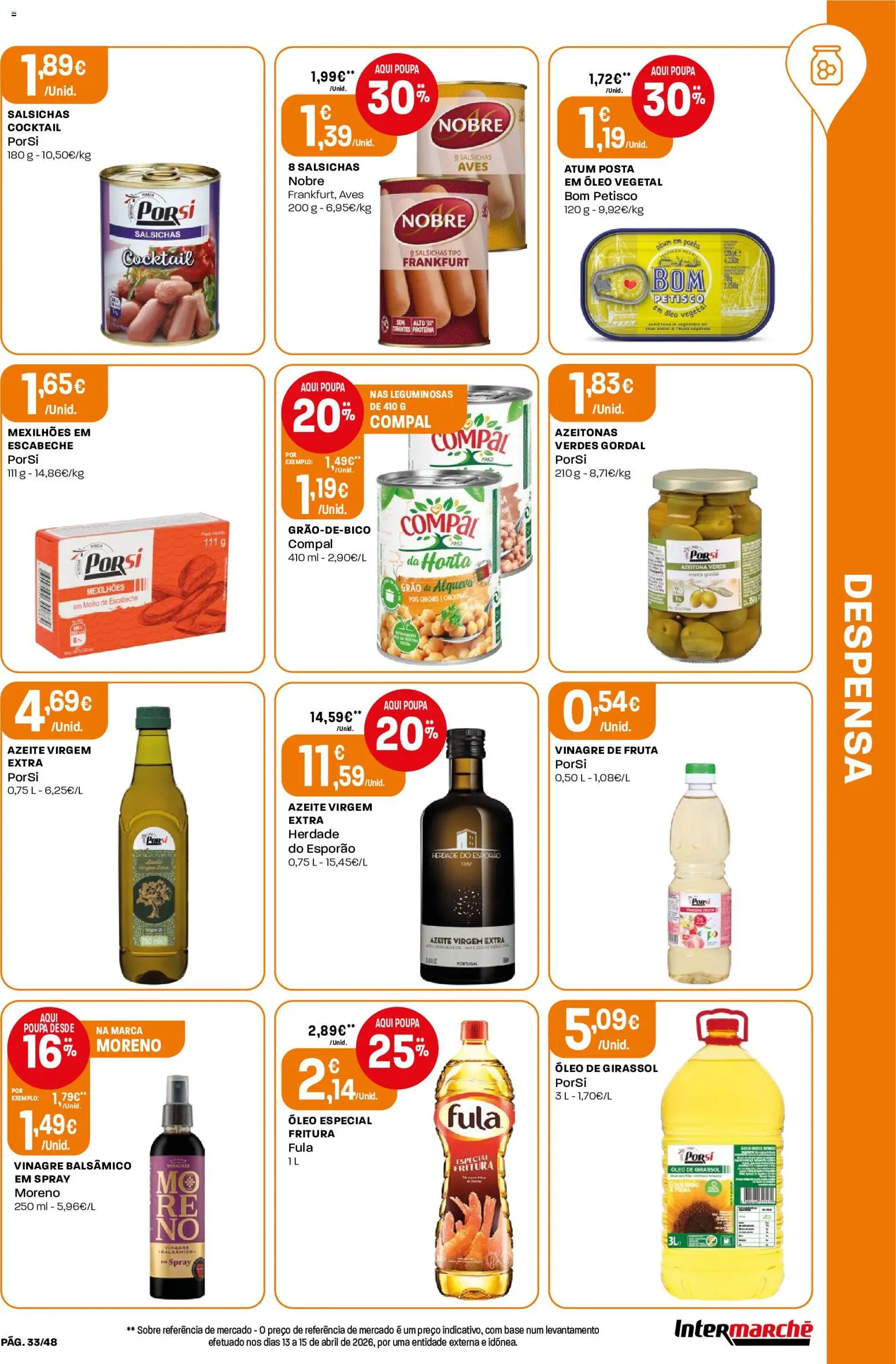 Intermarché folheto │ válido de 21.05.2026 | Página: 33 | Produtos: Vinagre balsâmico, Atum, Base, Mexilhões