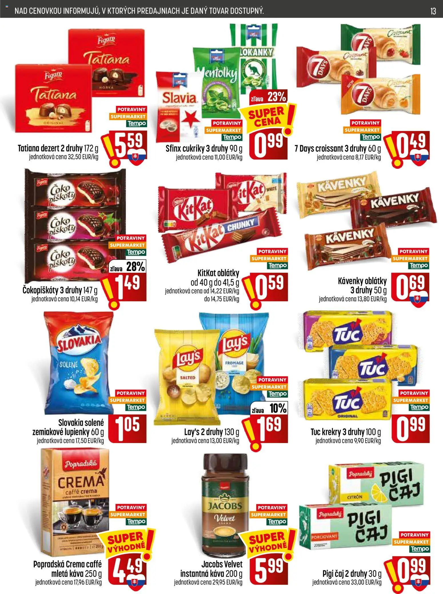 Nové COOP Jednota akcie – leták je platný od 03.09.2026 | Strana: 13 | Produkty: Jacobs Velvet, Čaj, Cukríky, Mletá káva