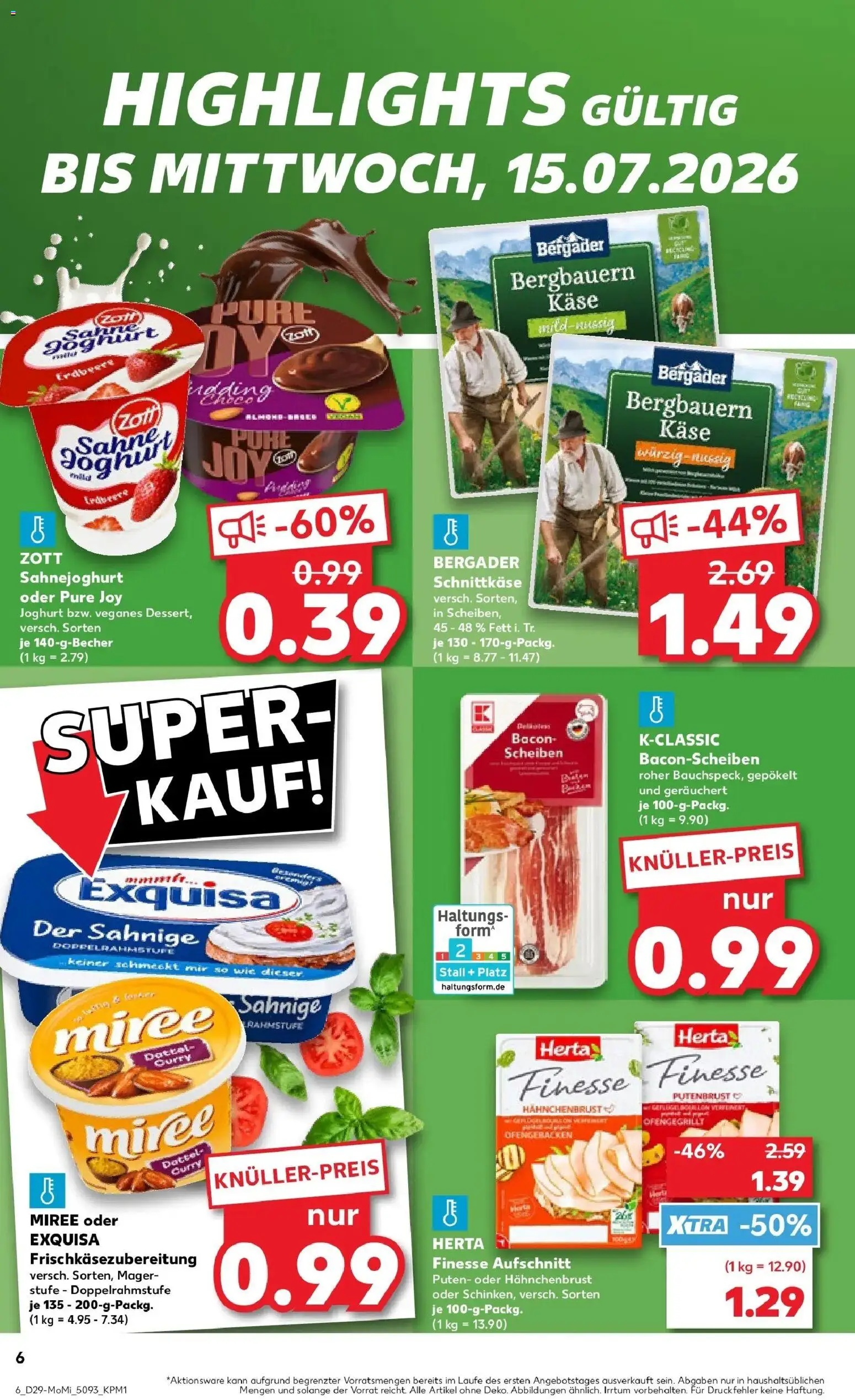 Kaufland Prospekt Mainz – gültig ab 13.07.2026 | Seite: 6 | Produkte: Putenbrust, Joghurt, Exquisa, Hahnchenbrust