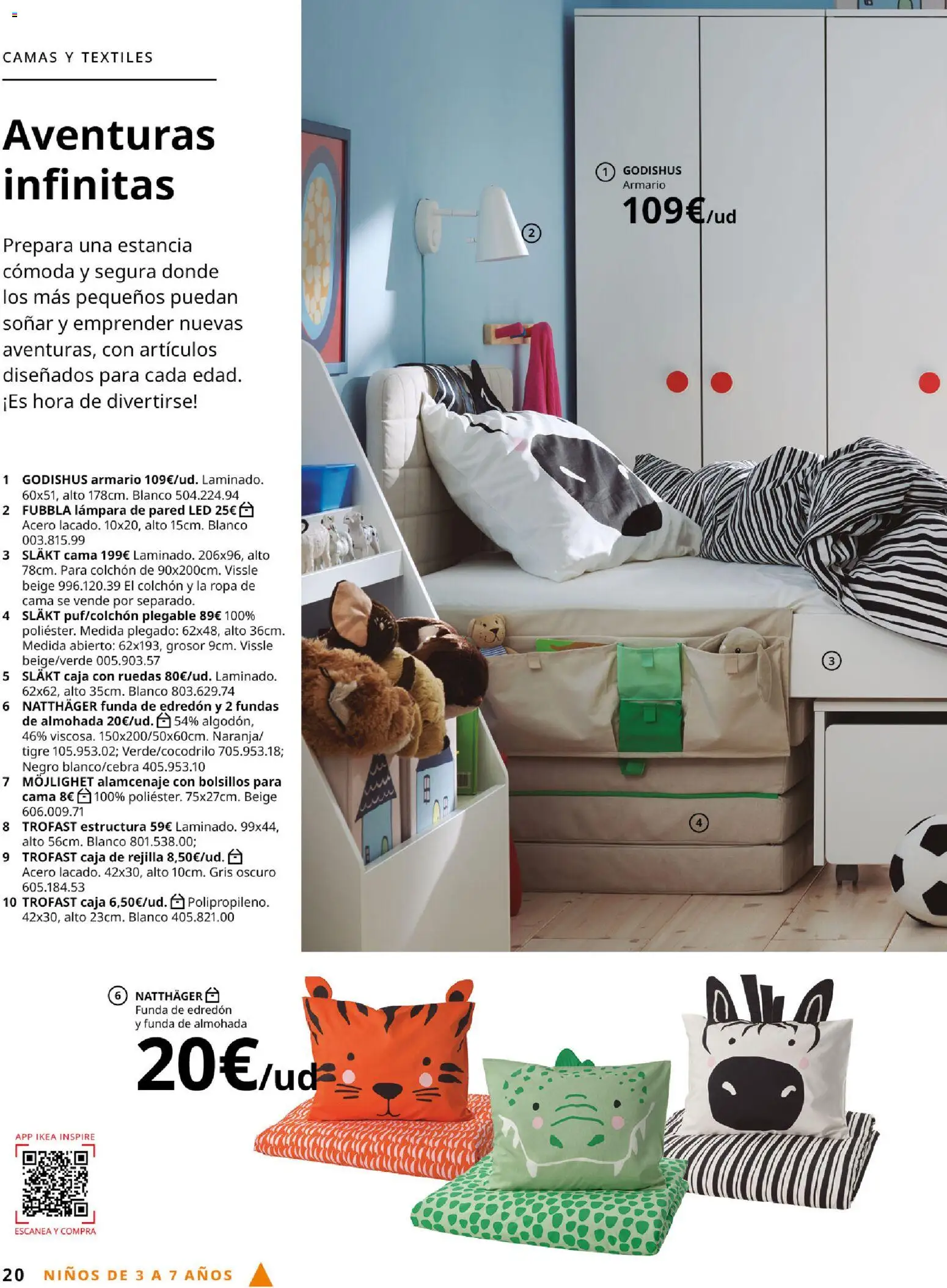 Catálogo IKEA  y los niños  │ válido desde el 06.03.2026 | Página: 20 | Productos: Edredón, Armario, Caja, Lámpara