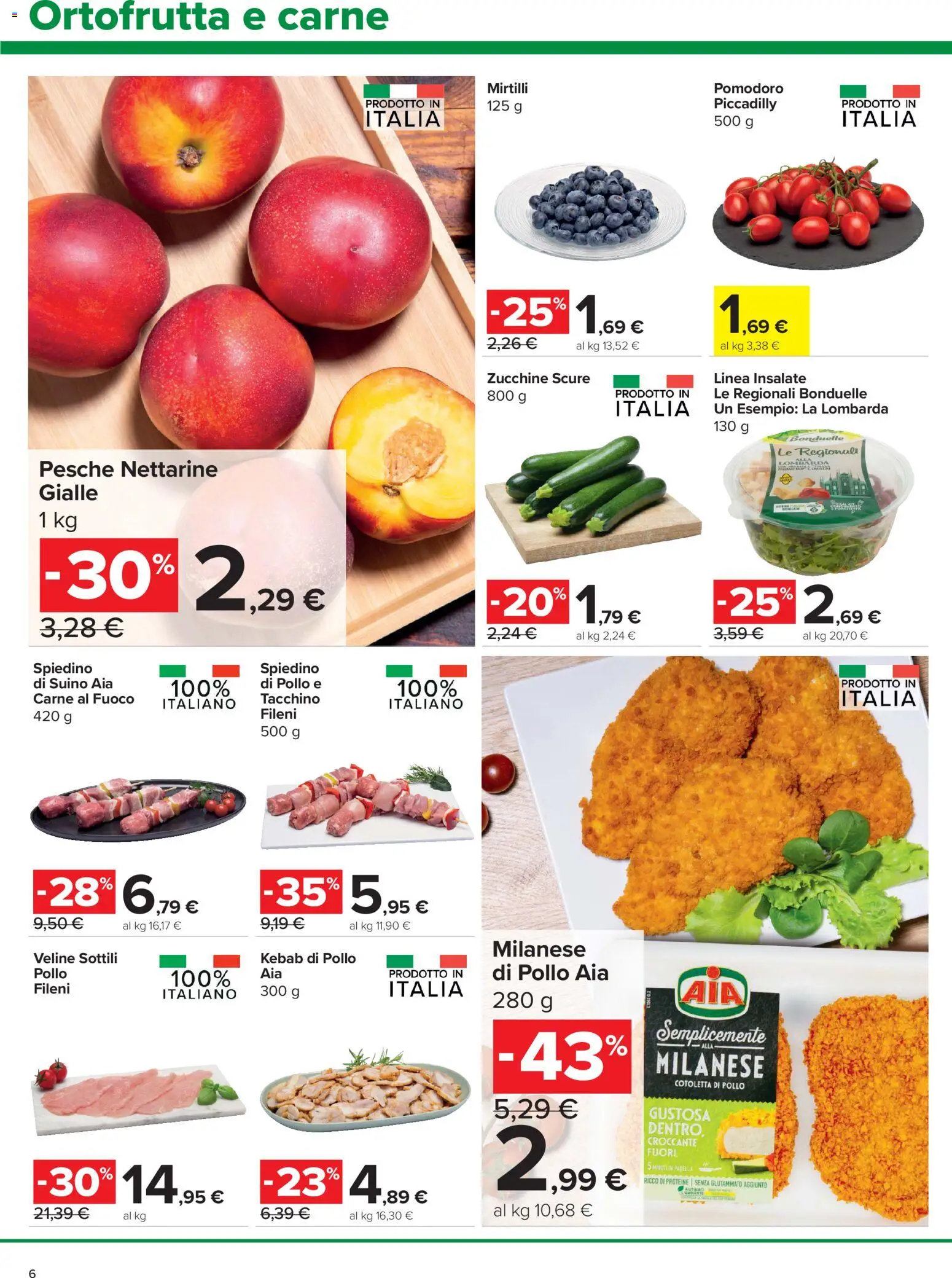 Volantino Carrefour del 02/07/2026 | Pagina: 6 | Prodotti: Suino, Pomodoro, Mirtilli, Zucchine
