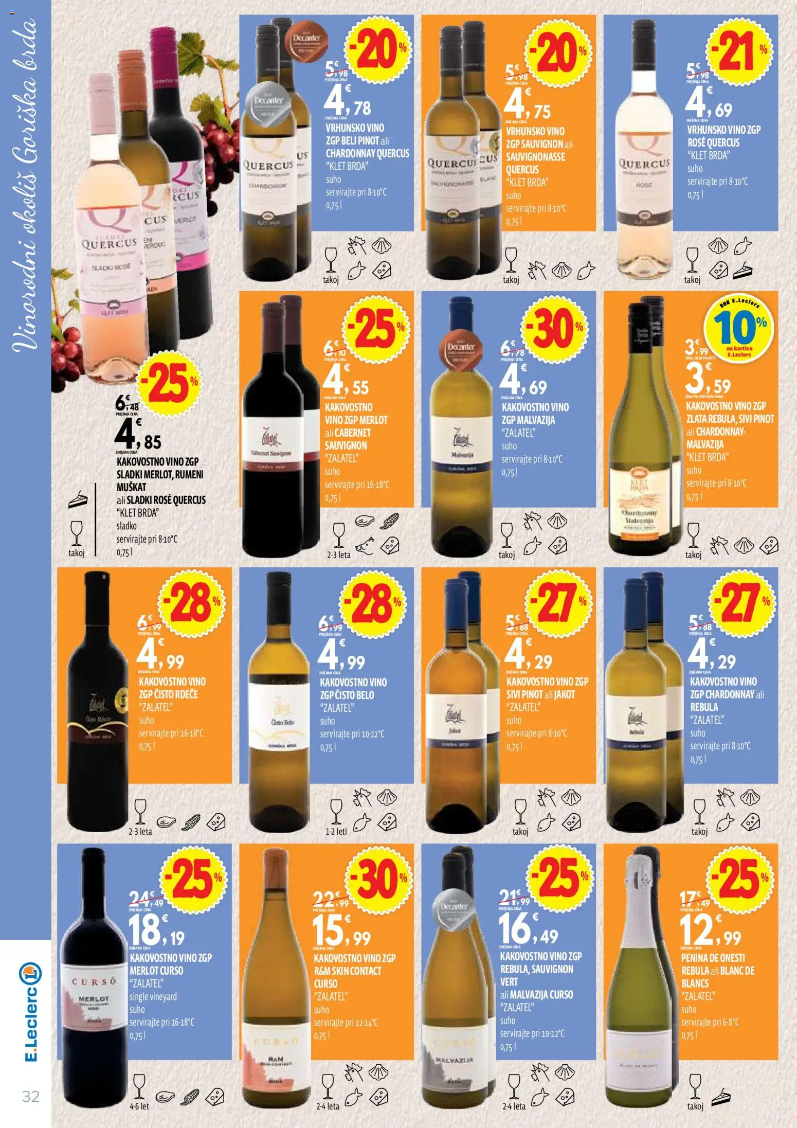 Novi E.leclerc katalog ponudbe – veljaven od 13.10.2026 | Stran: 32 | Izdelki: Penina, Vino, Por