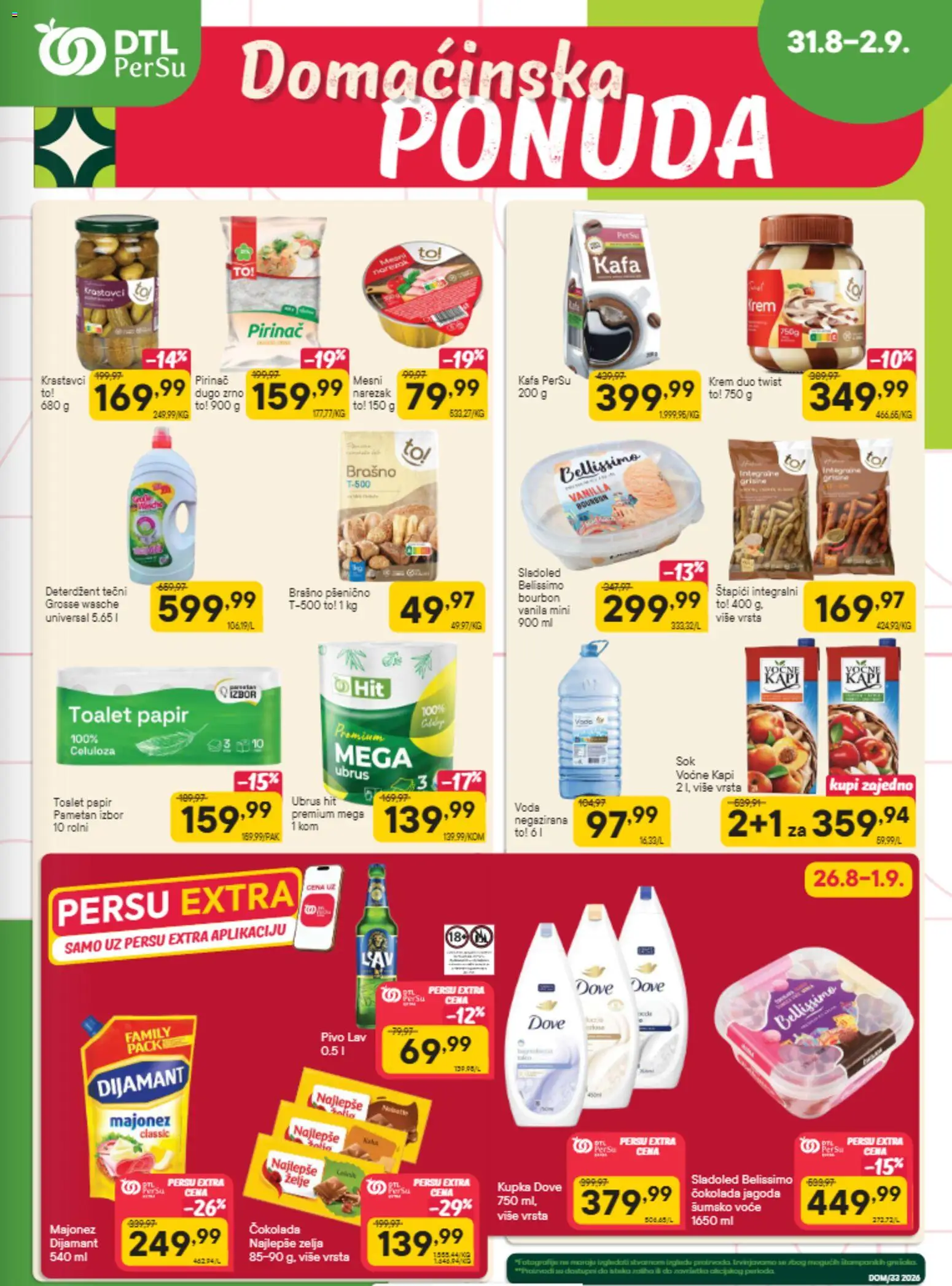 PerSu katalog - važi od 31.08.2026 | Strana: 1 | Proizvode: Majonez, Brašno, Narezak, Pivo