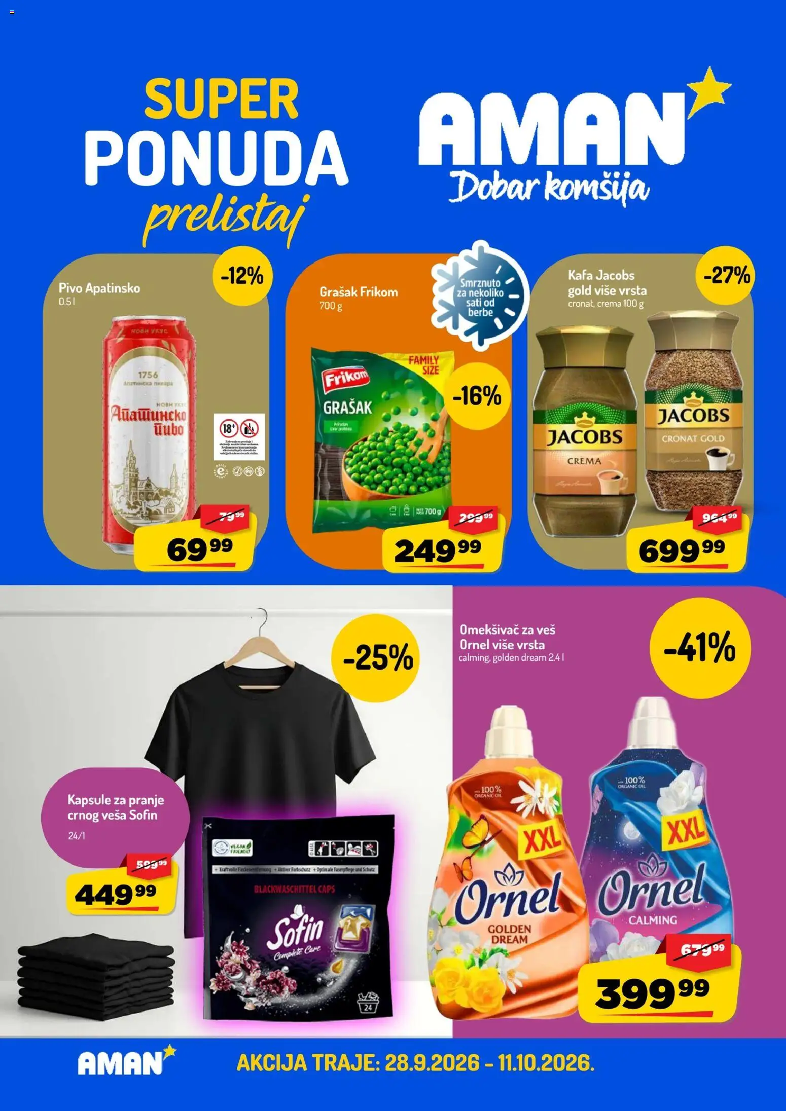 Aman katalog - važi od 28.09.2026 | Strana: 1 | Proizvode: Kapsule, Omekšivač, Pivo, Omekšivač za veš