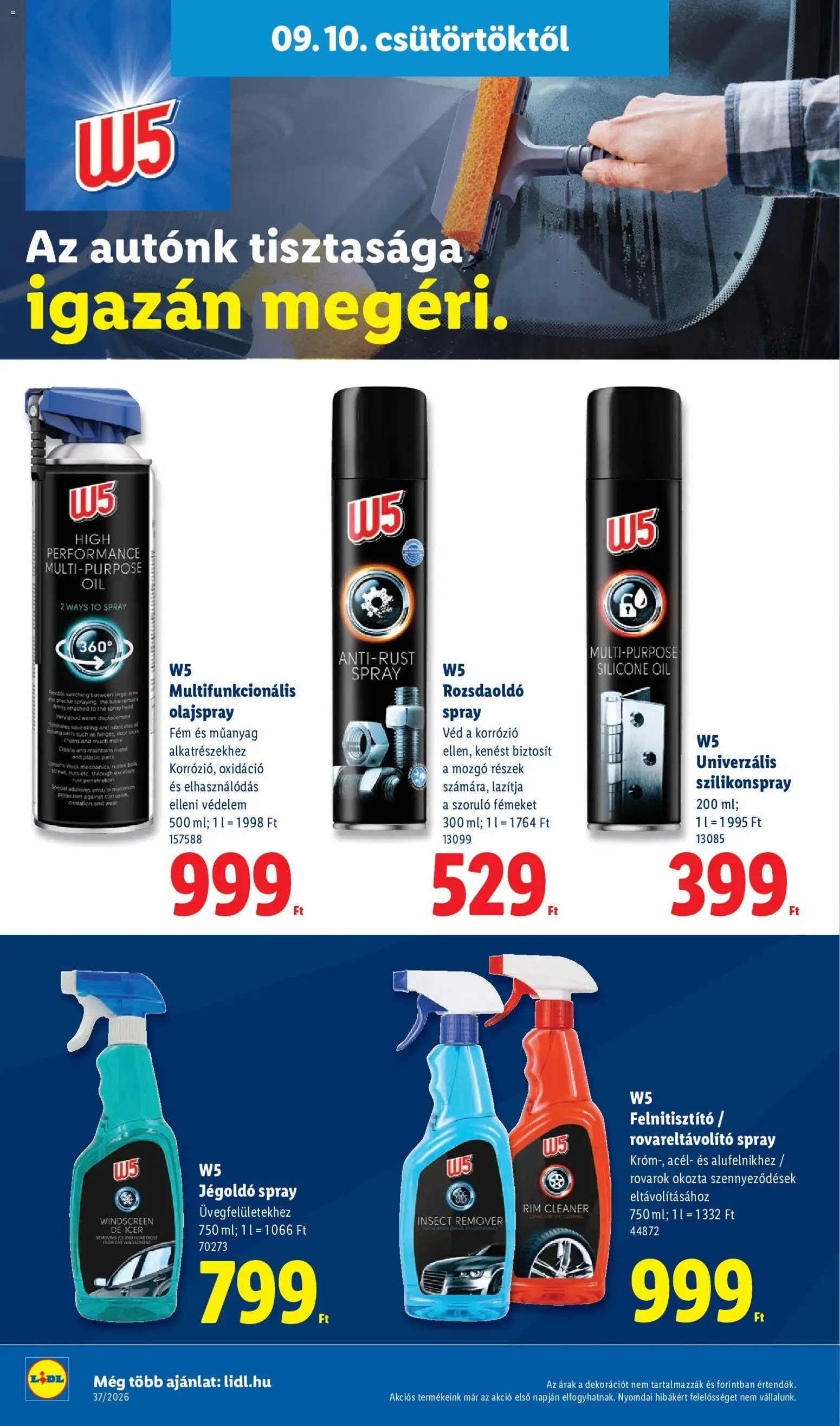 Lidl akciós ujság - amely érvényes a következő dátumtól: 2026.09.10. | Oldal: 20 | Termékek: Jégoldó, Szilikon, Olajspray, W5
