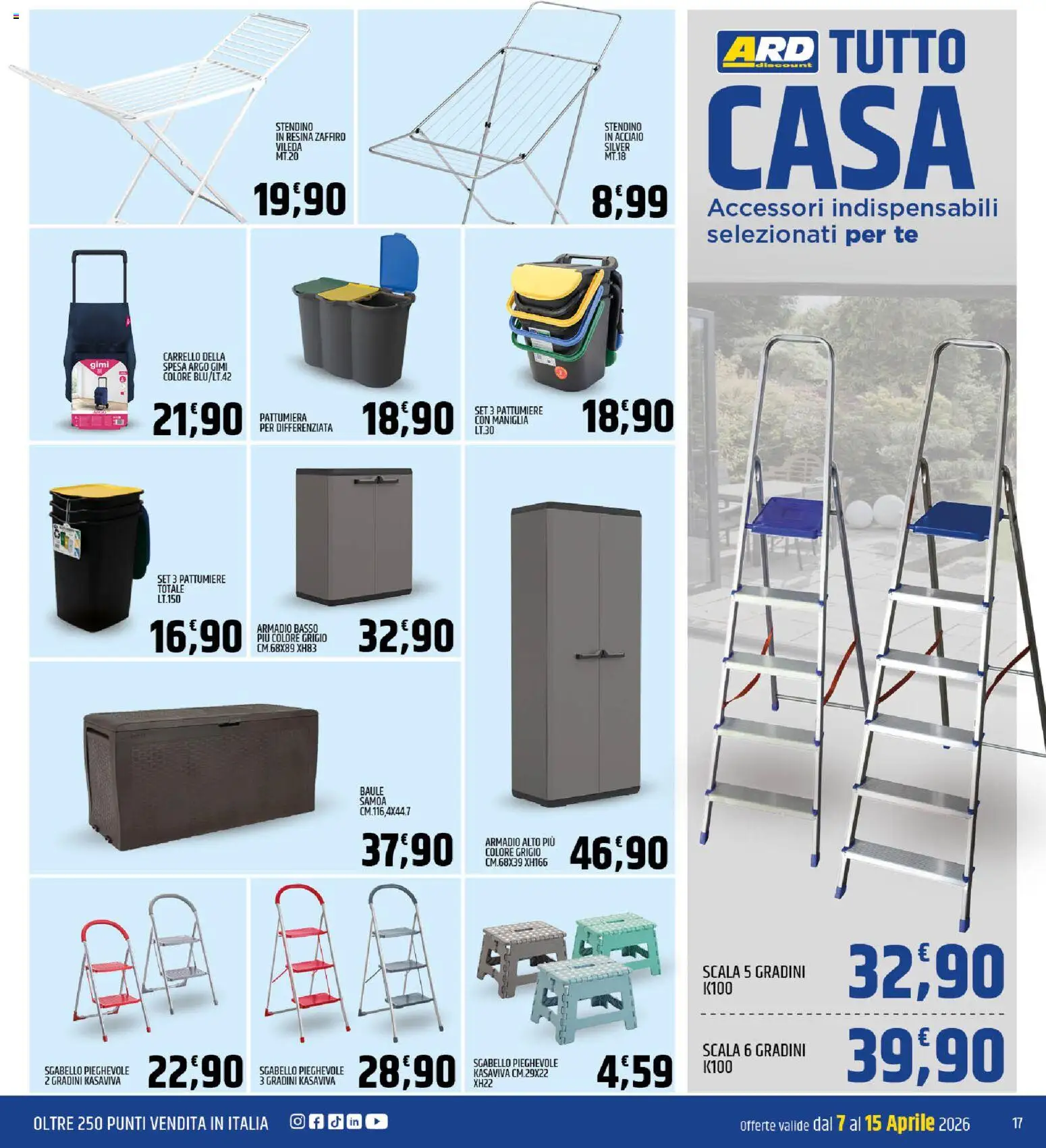 Volantino ARD Discount del 07.04.2026 | Pagina: 17 | Prodotti: Carrello, Sgabello, Scala, Armadio
