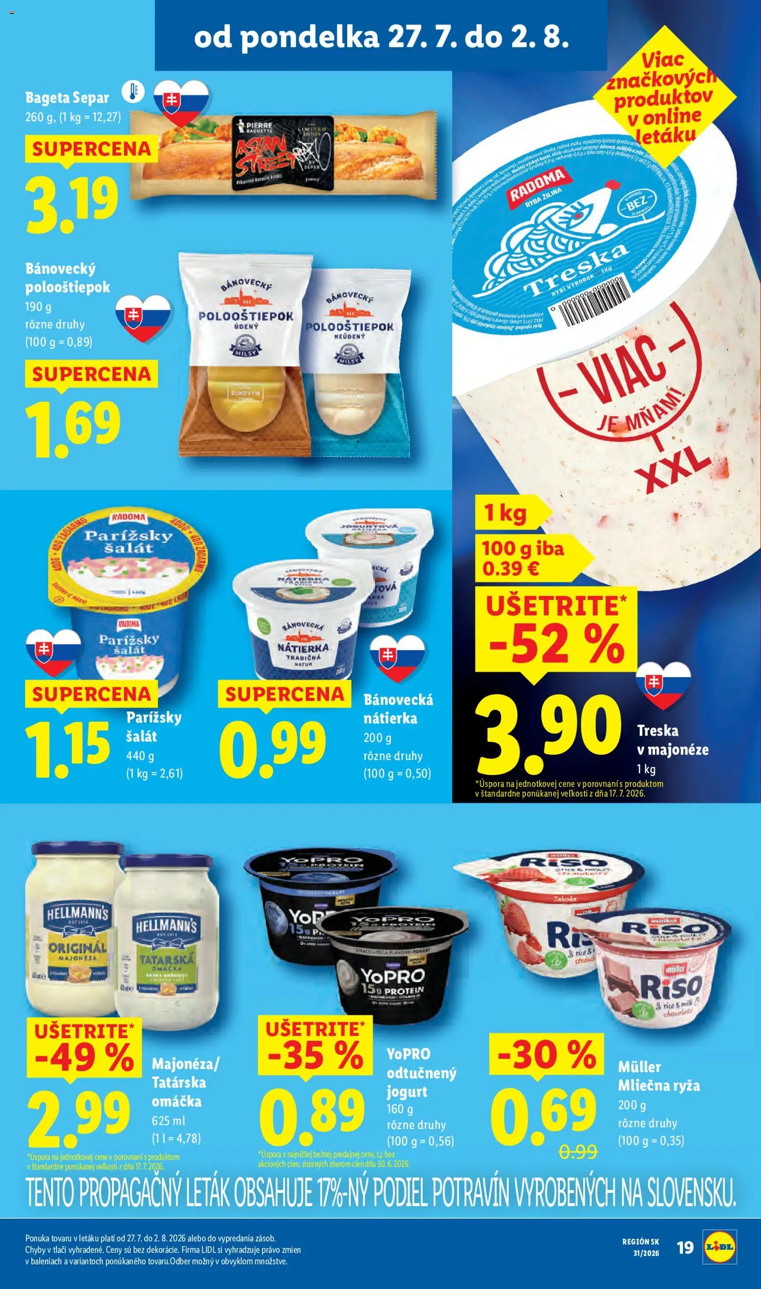 Nové Lidl akcie – leták je platný od 27.07.2026 | Strana: 27 | Produkty: Jogurt, Tatárska omáčka, Omáčka, Soľ