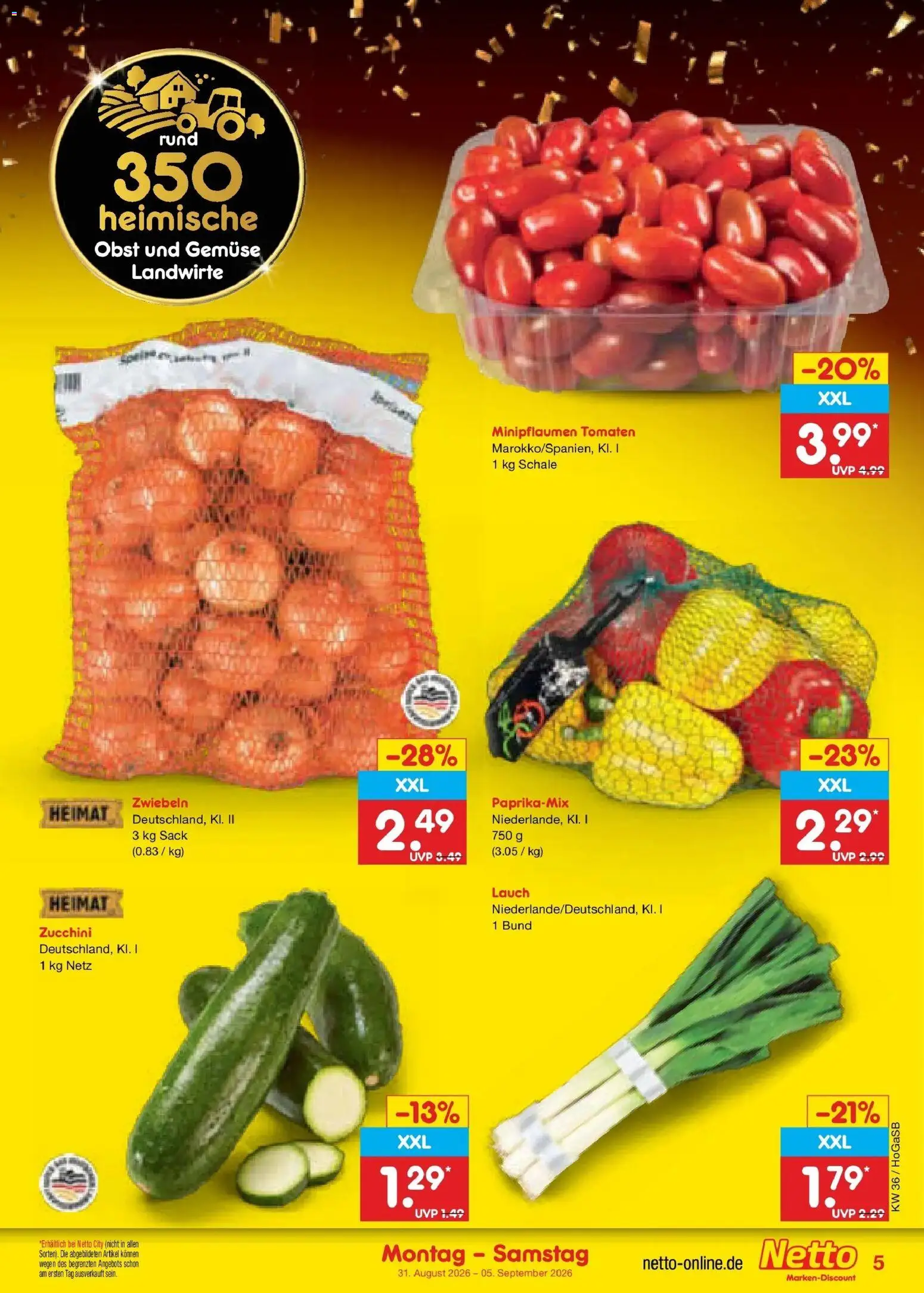 Netto Marken-Discount Prospekt Bremen-Lesum (ab 31.08.2026) » Angebote | Seite: 7 | Produkte: Zwiebeln, Gemüse, Obst, Zucchini
