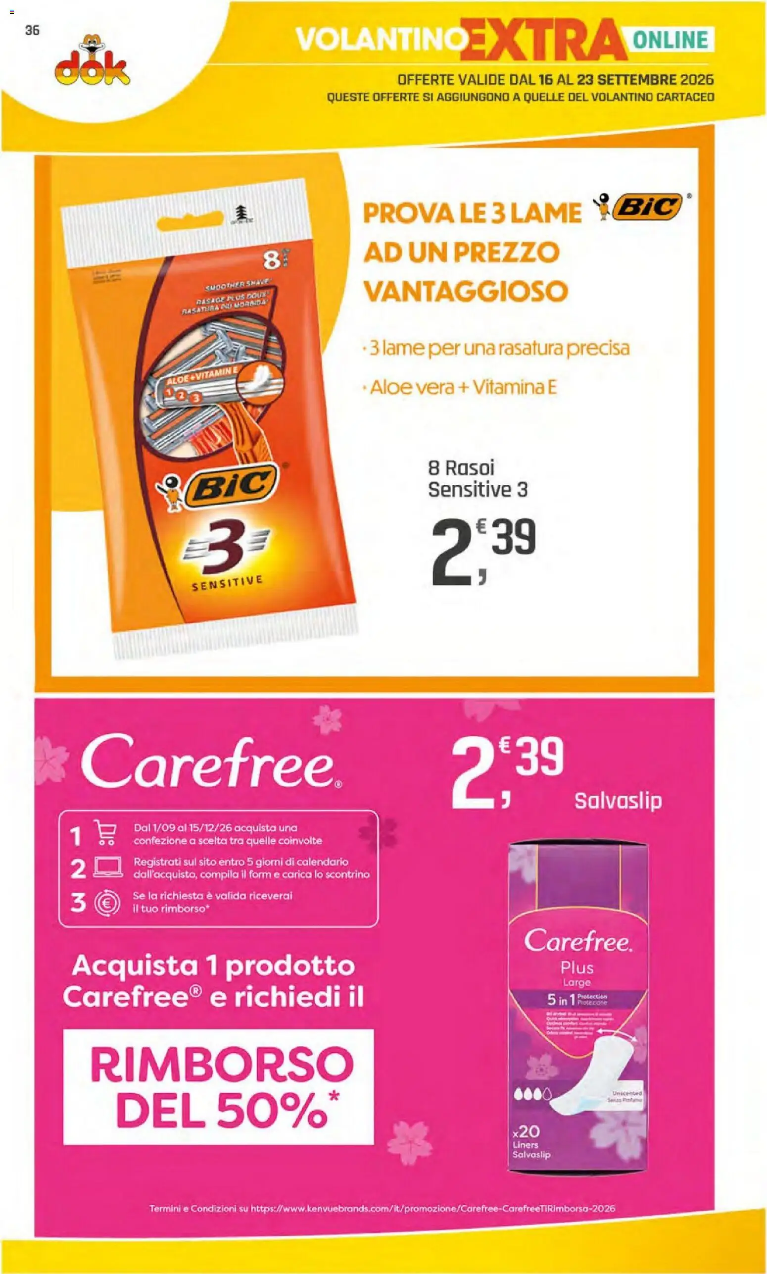Volantino DOK del 11/09/2026 | Pagina: 36 | Prodotti: Aloe vera, Salvaslip
