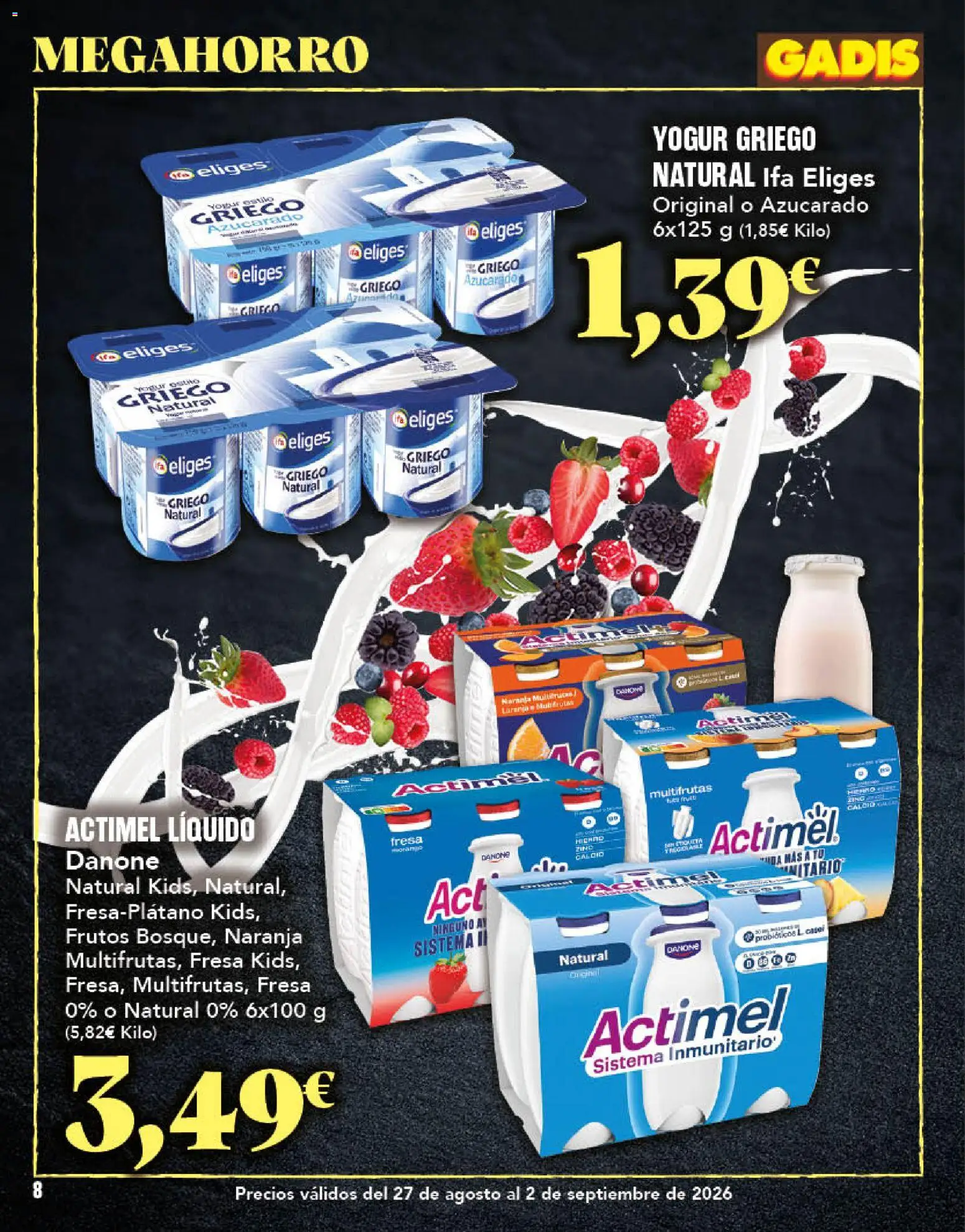 Gadis folleto │ válido desde el 27/08/2026 | Página: 8 | Productos: Yogur, Yogur griego