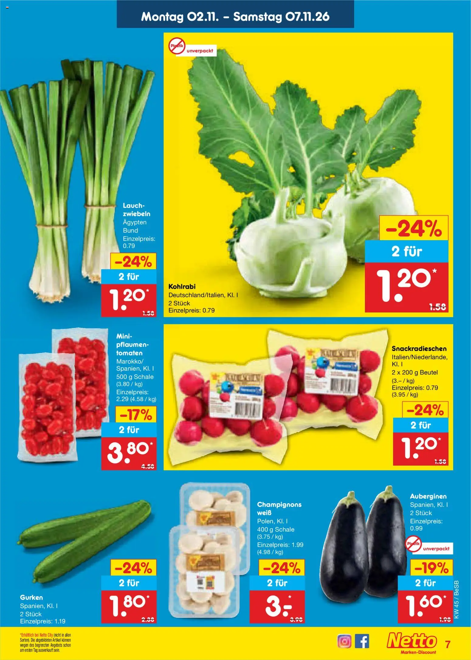 Netto Marken-Discount Prospekt – gültig ab 02.11.2026 | Seite: 11 | Produkte: Tomaten, Champignons, Zwiebeln, Gurken