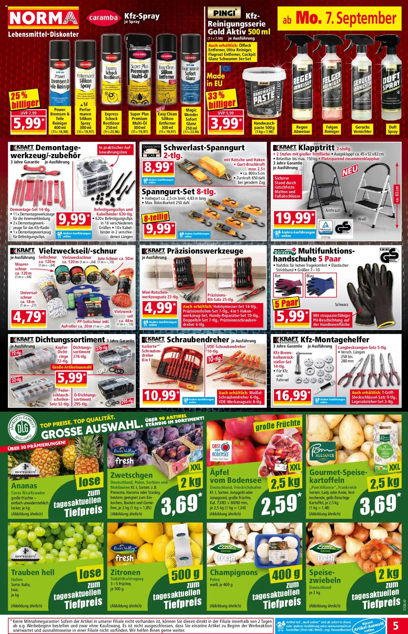 Norma Flugblatt gültig ab 07.09.2026 | Seite: 5 | Produkte: Zwiebeln, Handschuhe, Äpfel, Ananas