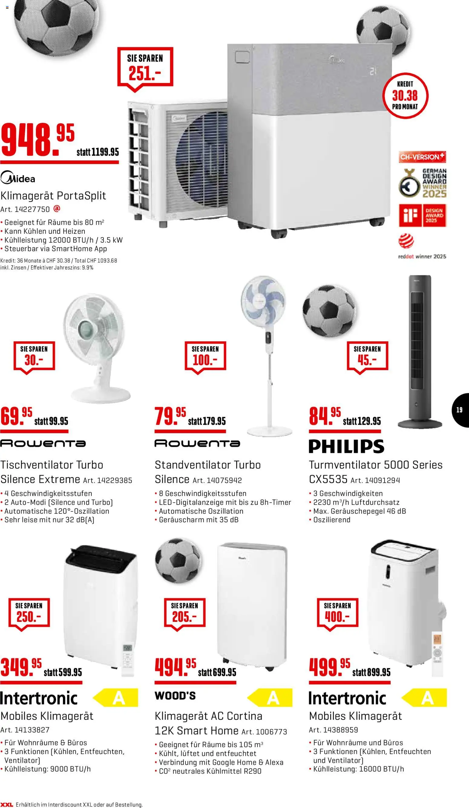 Interdiscount aktionen – gültig ab 08.06.2026 | Seite: 19 | Produkte: Klimagerät, Turmventilator, Ventilator, Philips