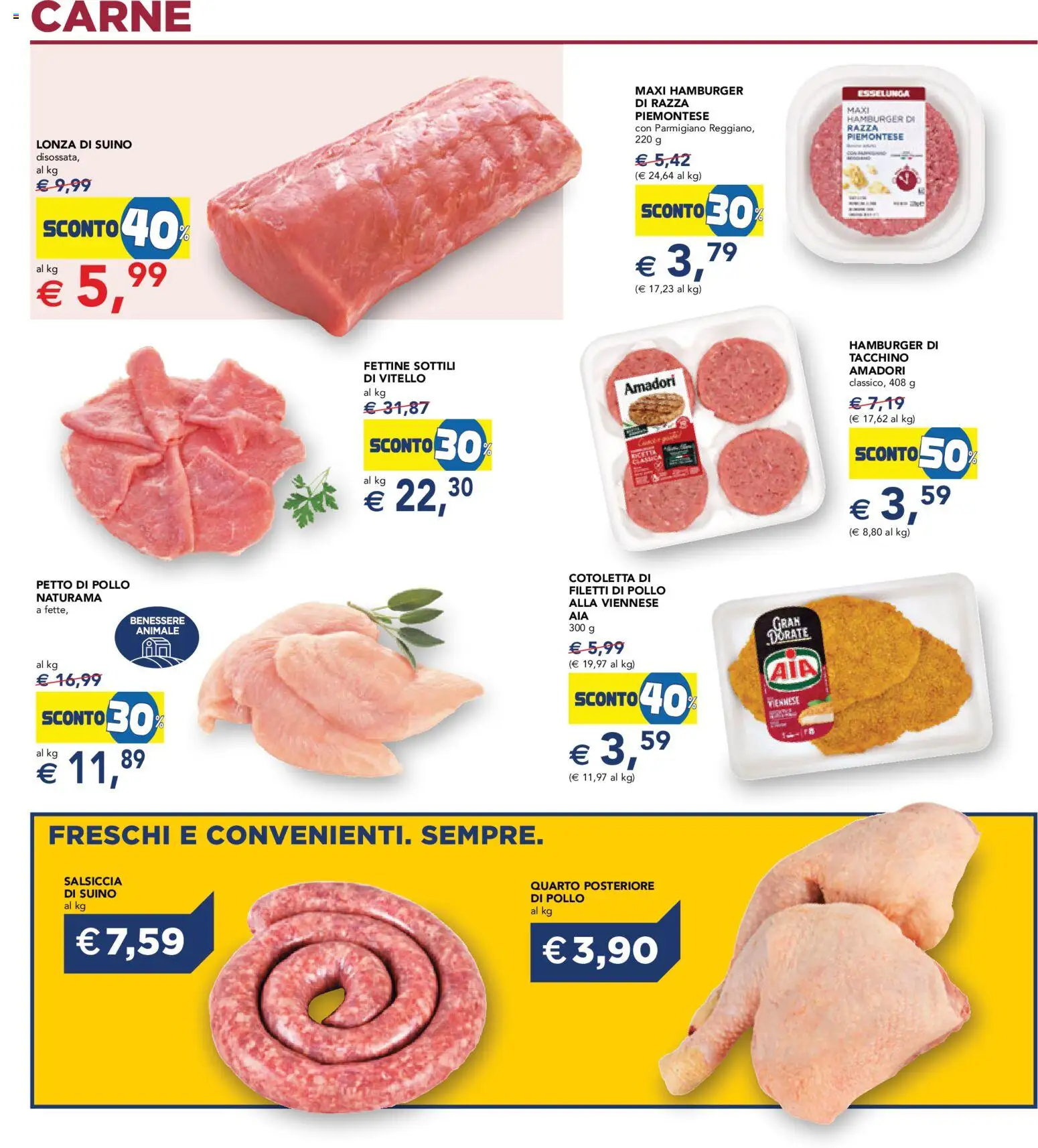 Volantino Esselunga S del 07.05.2026 | Pagina: 15 | Prodotti: Suino, Vitello, Parmigiano, Hamburger