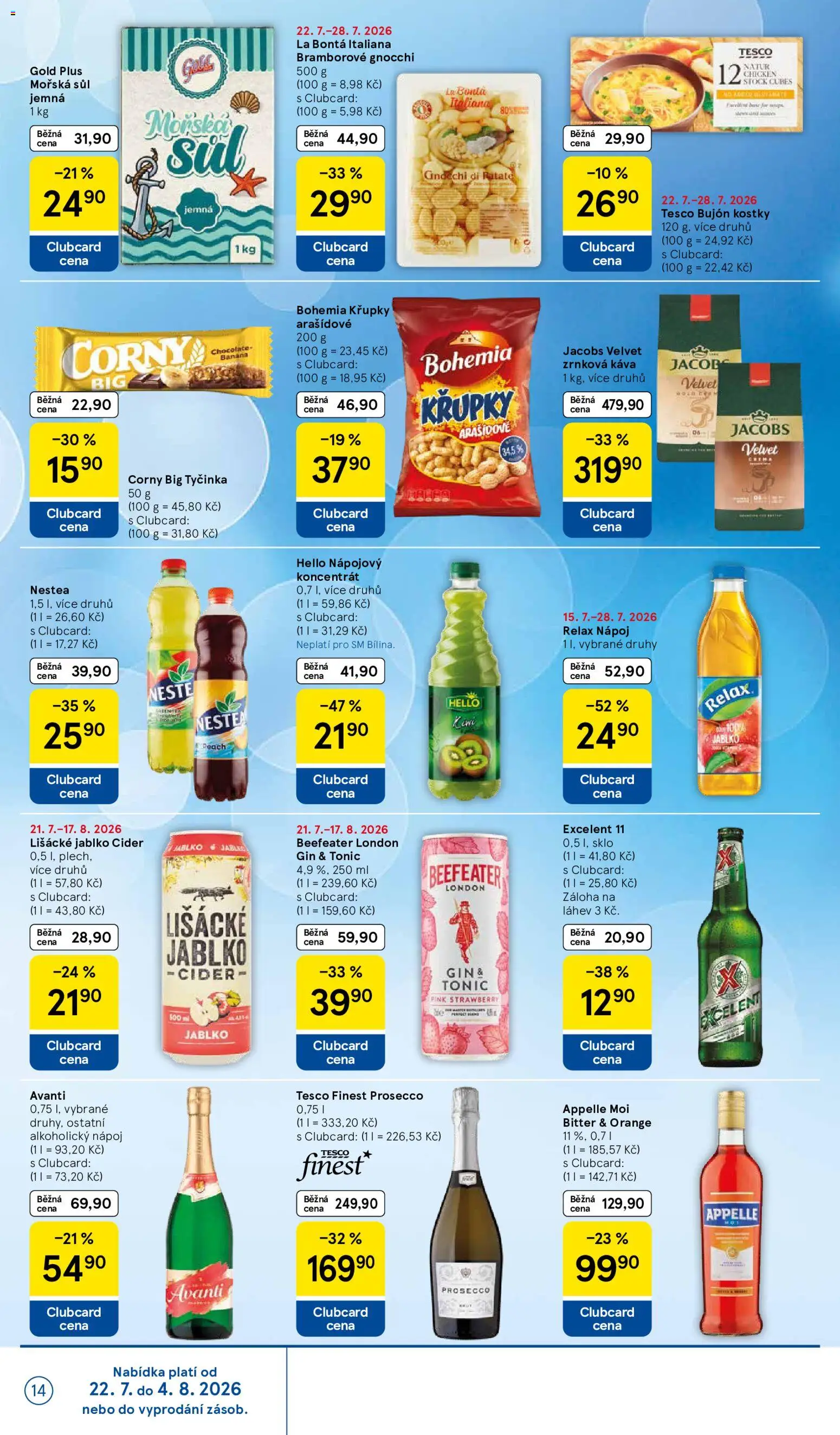 Tesco leták - Supermarket od 22.07.2026 | Strana: 14 | Produkty: Cider, Plech, Vývar, Jacobs velvet