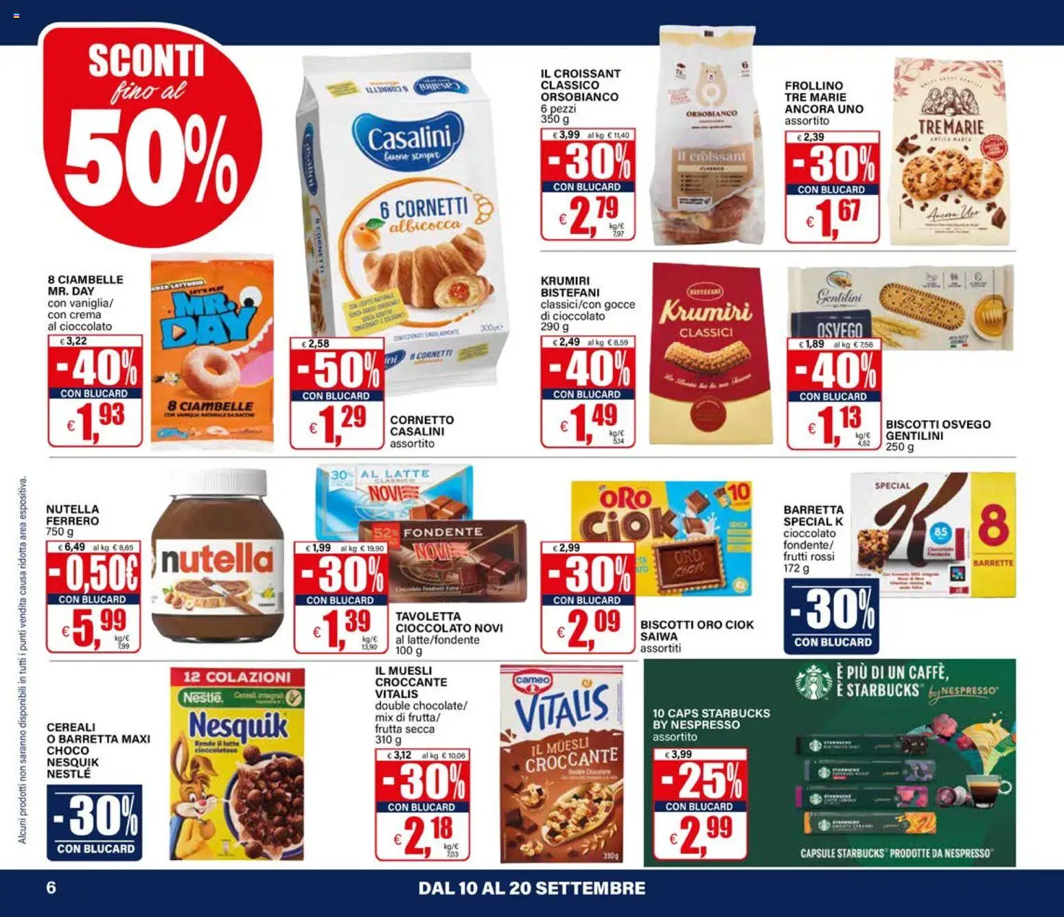Volantino Il Gigante del 10/09/2026 | Pagina: 6 | Prodotti: Muesli, Cioccolato, Nutella, Barretta