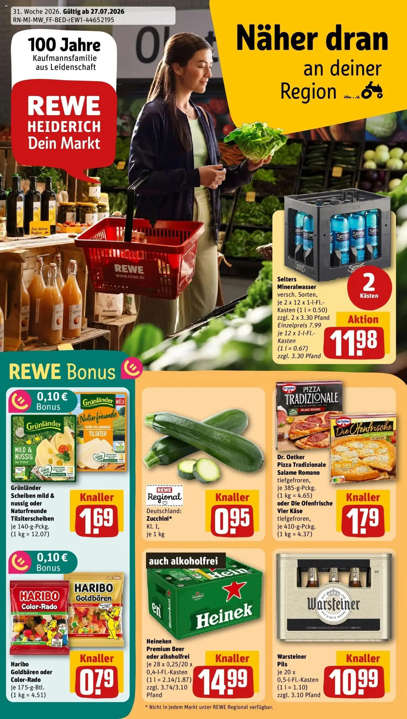 Rewe Prospekt Warstein / Belecke – gültig ab 27.07.2026 | Seite: 1 | Produkte: Haribo, Käse, Weizenmehl, Mineralwasser
