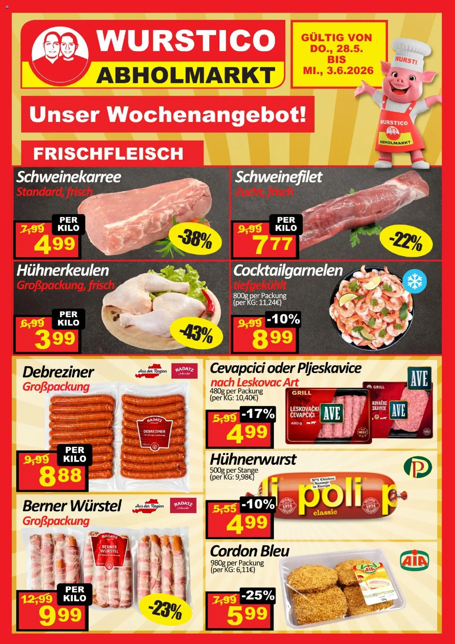 Wurstico Abholmarkt Flugblatt gültig ab 28.05.2026 | Seite: 1 | Produkte: Grill