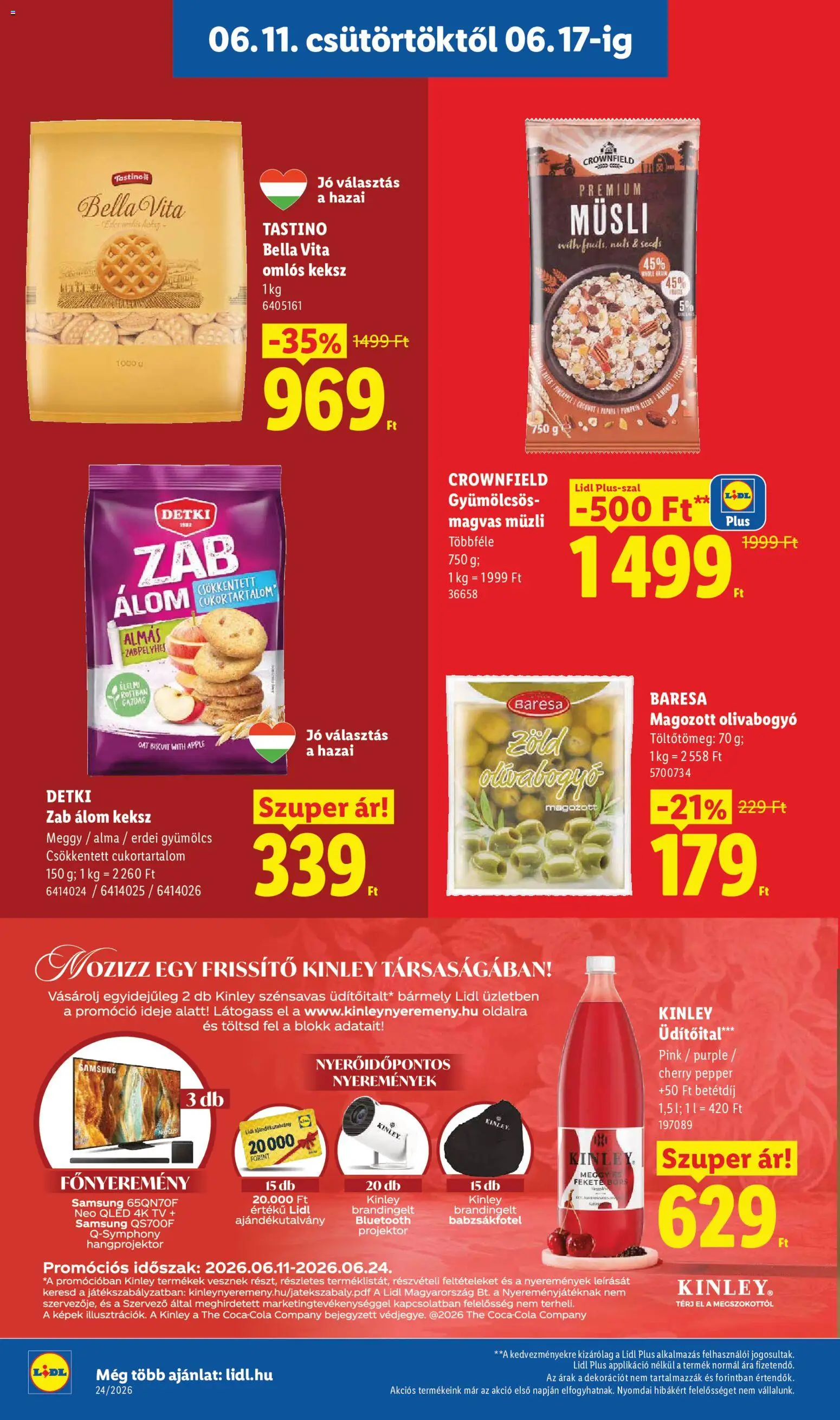 Lidl akciós ujság - amely érvényes a következő dátumtól: 11.06.2026 | Oldal: 16 | Termékek: Müzli, Alma, Keksz, Olívabogyó