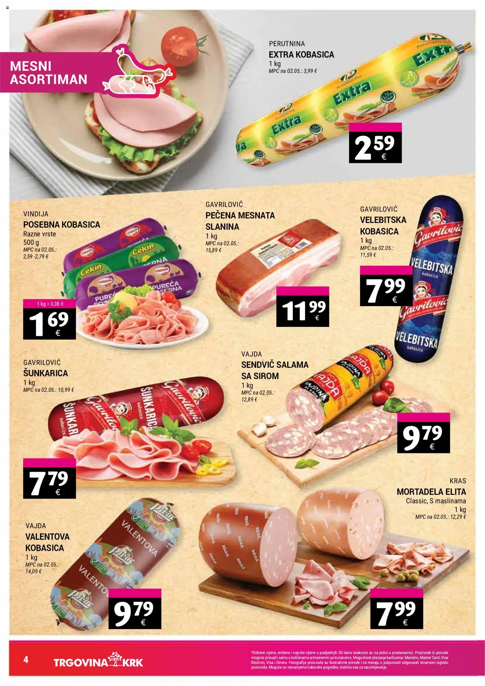 Trgovina Krk katalog | vrijedi od 16.06.2026 | Stranica: 4 | Proizvodi: Vindija, Salama, Slanina, Kobasica