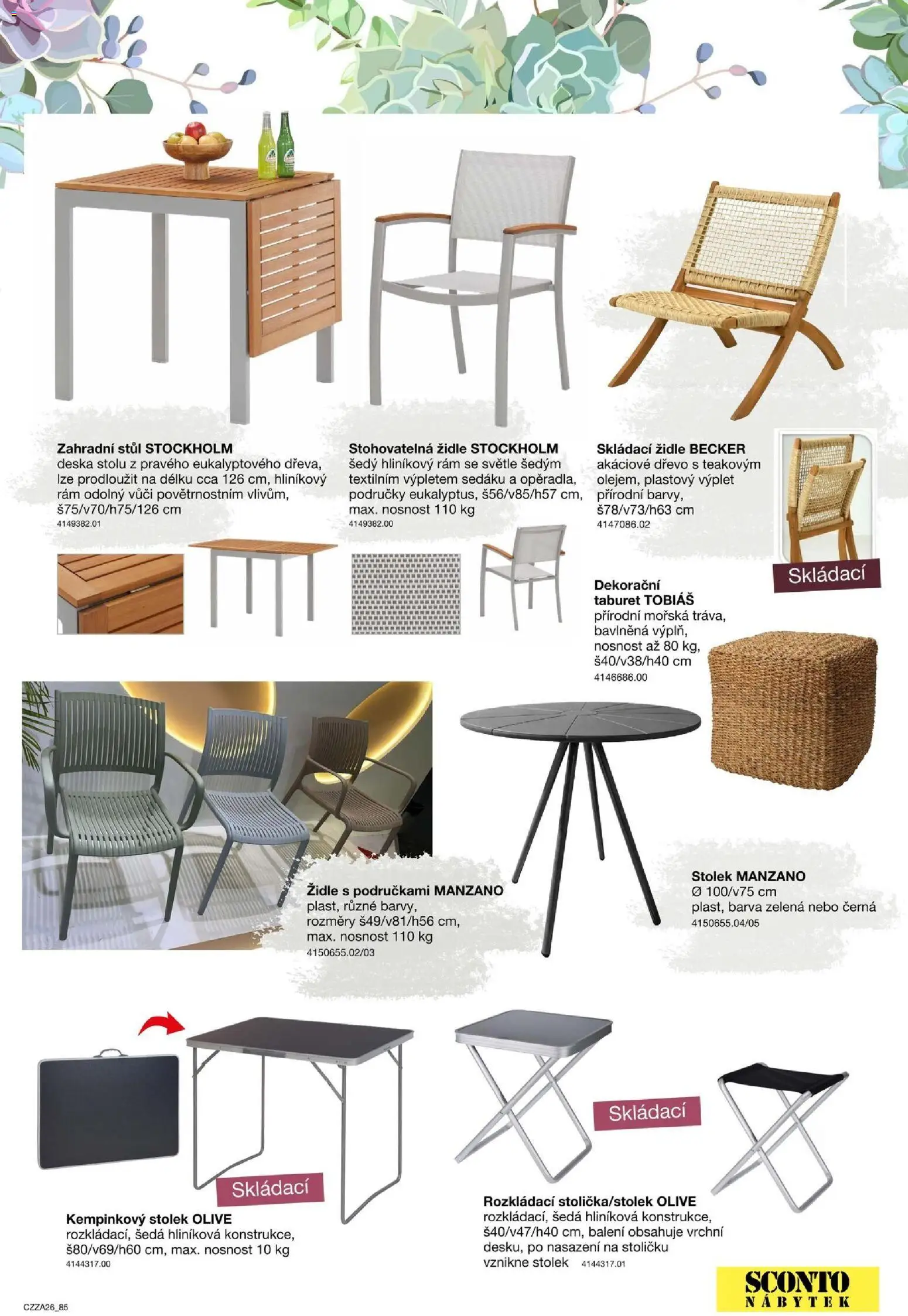 Sconto nábytek katalog - Zahradní speciál od 01.01.2026 | Strana: 85 | Produkty: Taburet, Nábytek, Stolek, Židle