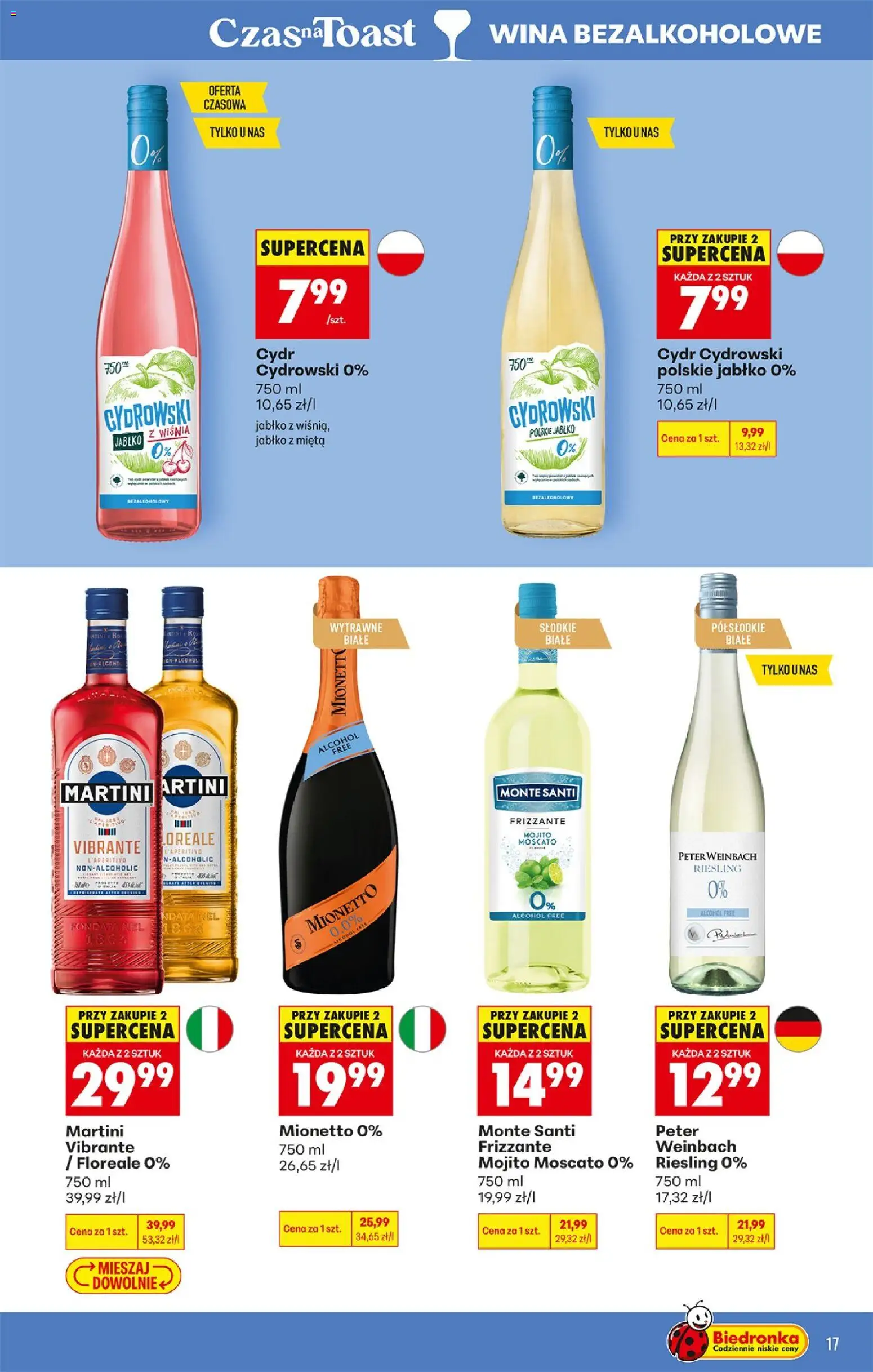 Biedronka Polsko leták - Czas na toast od 27.07.2026 | Strana: 17 | Produkty: Martini, Moscato, Mionetto, Riesling