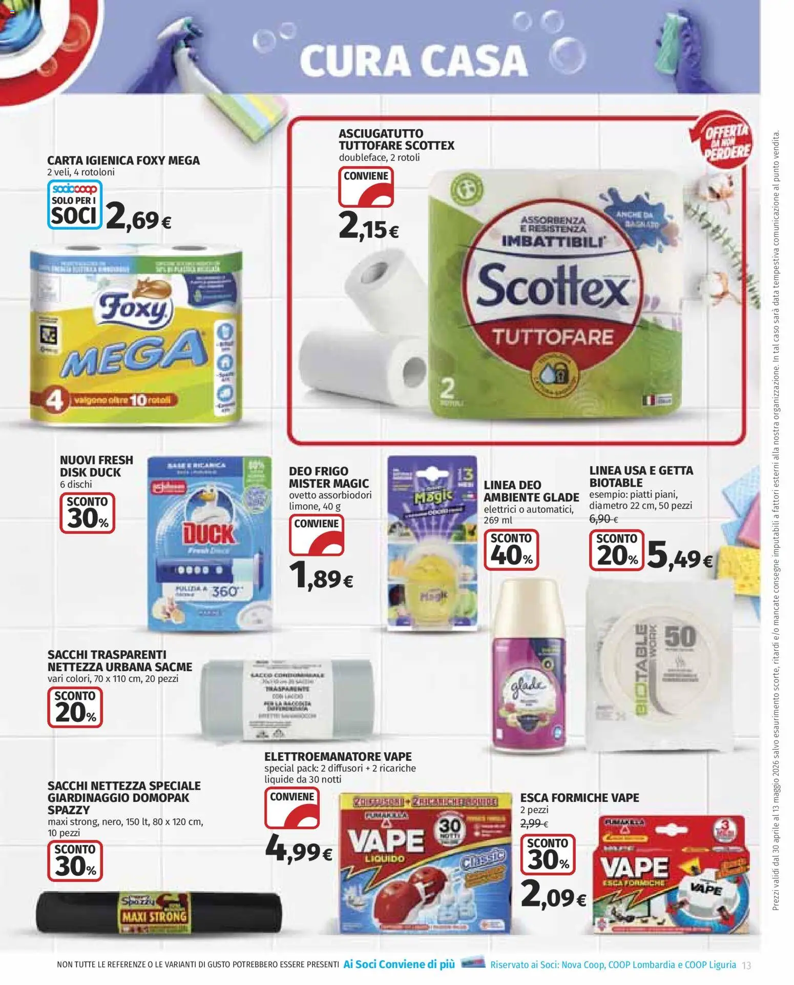 Volantino COOP del 30.04.2026 | Pagina: 13 | Prodotti: Carta igienica, Data, Asciugatutto