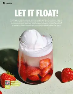 SODA FLOAT MET AARDBEIEN EN CITROENIJS, Strawberry float with plant-based Sicilian lemon ice cream and homemade lemonade. - Voorbeeld van een folder van Delhaize, geldig van 02.04.2026 | Pagina: 6