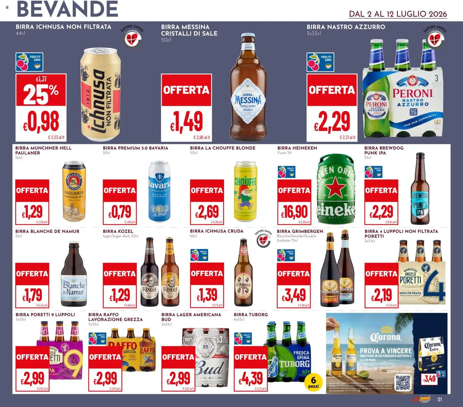 Volantino Pan del 02/07/2026 | Pagina: 21 | Prodotti: Birra, Sale, Birra messina, Heineken