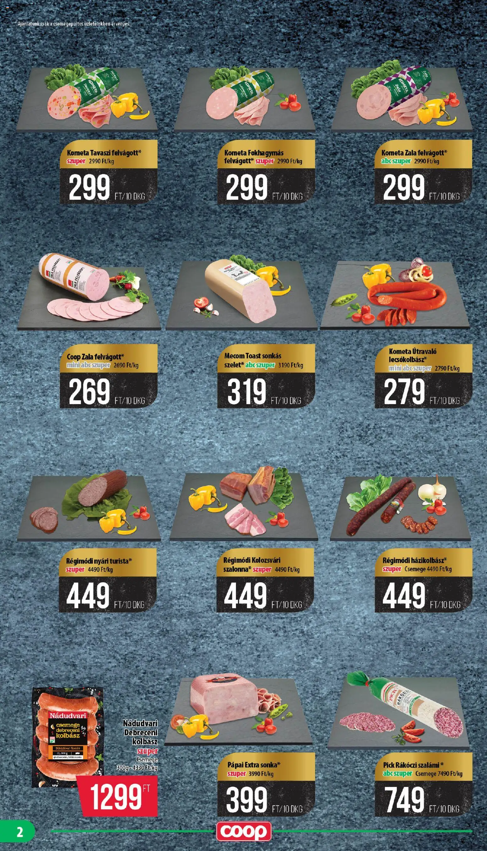 COOP akciós ujság - amely érvényes a következő dátumtól: 18.06.2026 | Oldal: 2 | Termékek: Kolbász, Rákóczi szalámi, Debreceni, Szalámi