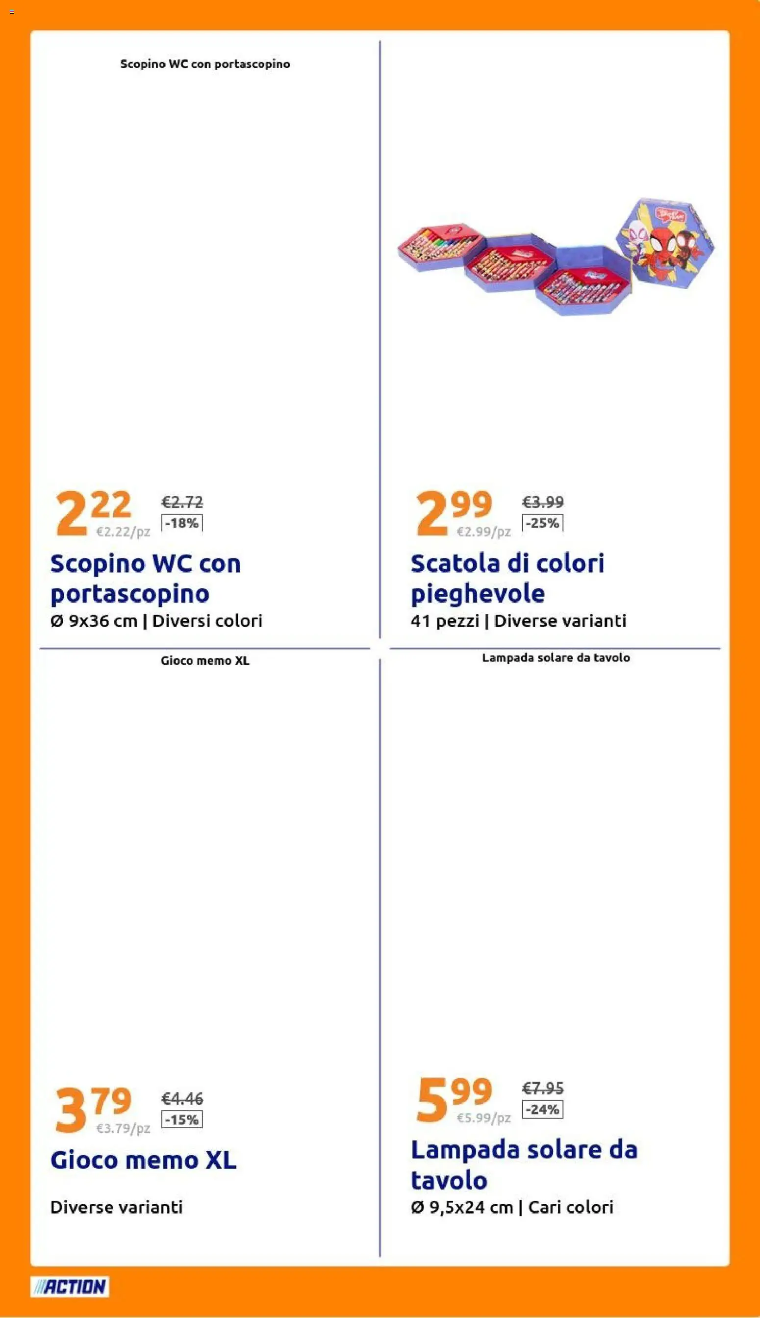Volantino Action del 12/08/2026 | Pagina: 27 | Prodotti: Scopino, Gioco, WC, Lampada