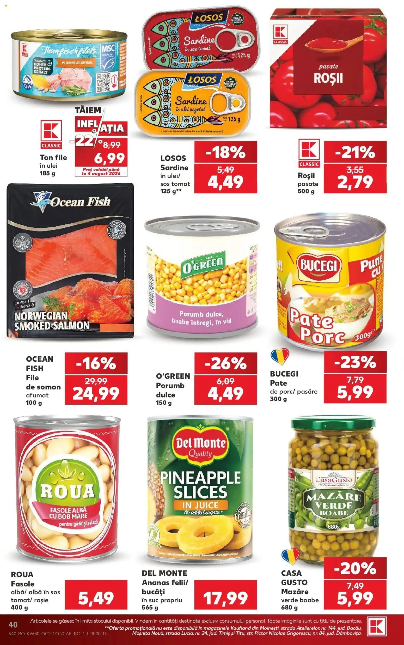 Noul catalog Kaufland – valabil de la 22.07.2026 | Pagină: 40 | Produse: Alba, Omega, Somon, Roșii