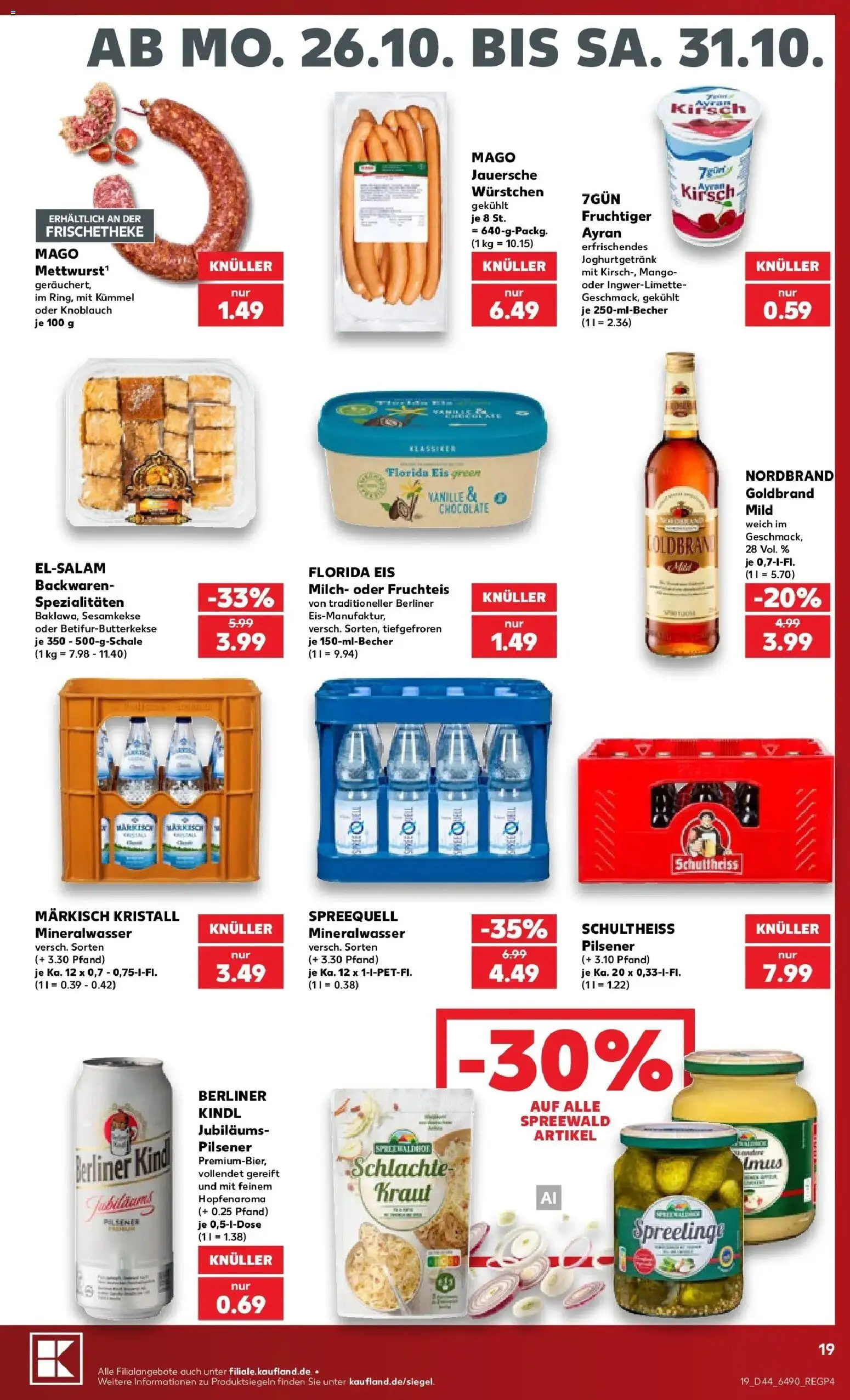 Prospekt Kaufland ab 26.10.2026 » Angebote Online zum Blättern | Seite: 19 | Produkte: Berliner, Mineralwasser, Mango, Kraut