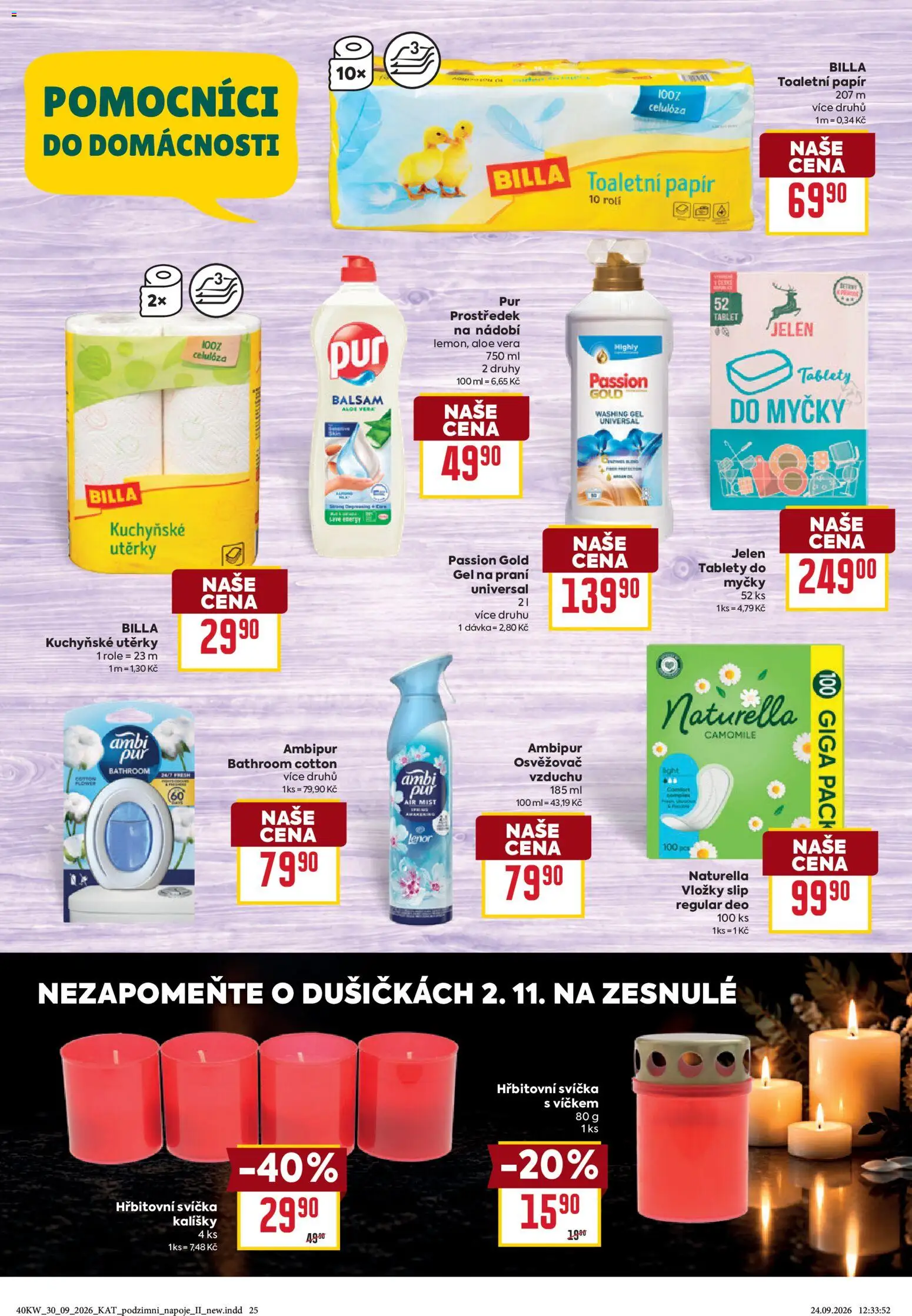 Billa leták Podzimní nápoje od 30.09.2026 | Strana: 25 | Produkty: Gel na praní, Toaletní papír, Tablet, Aloe vera