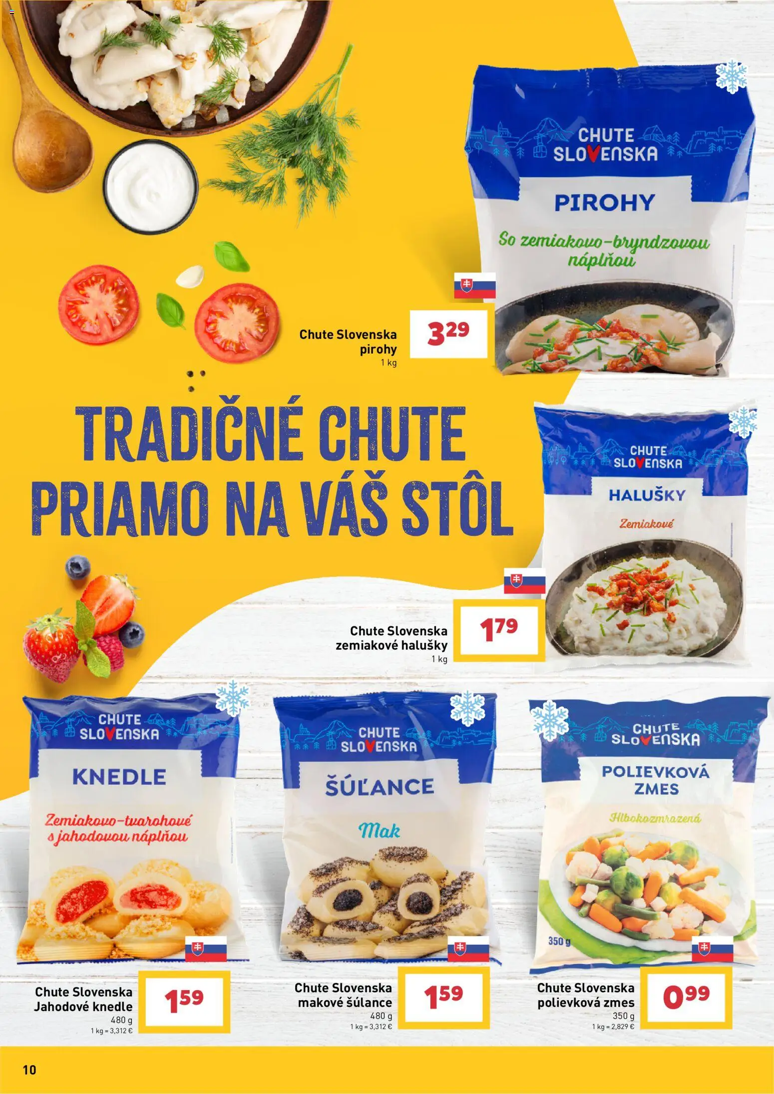 Nové Billa akcie – leták je platný od 12.08.2026 | Strana: 10 | Produkty: Stôl, Pirohy
