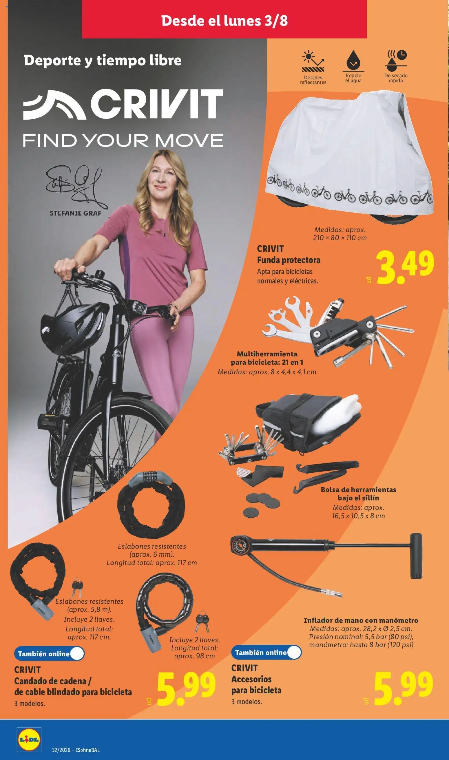 Lidl folleto de bazar │ válido desde el 03/08/2026 | Página: 12 | Productos: Inflador, Cable, Funda, Manómetro