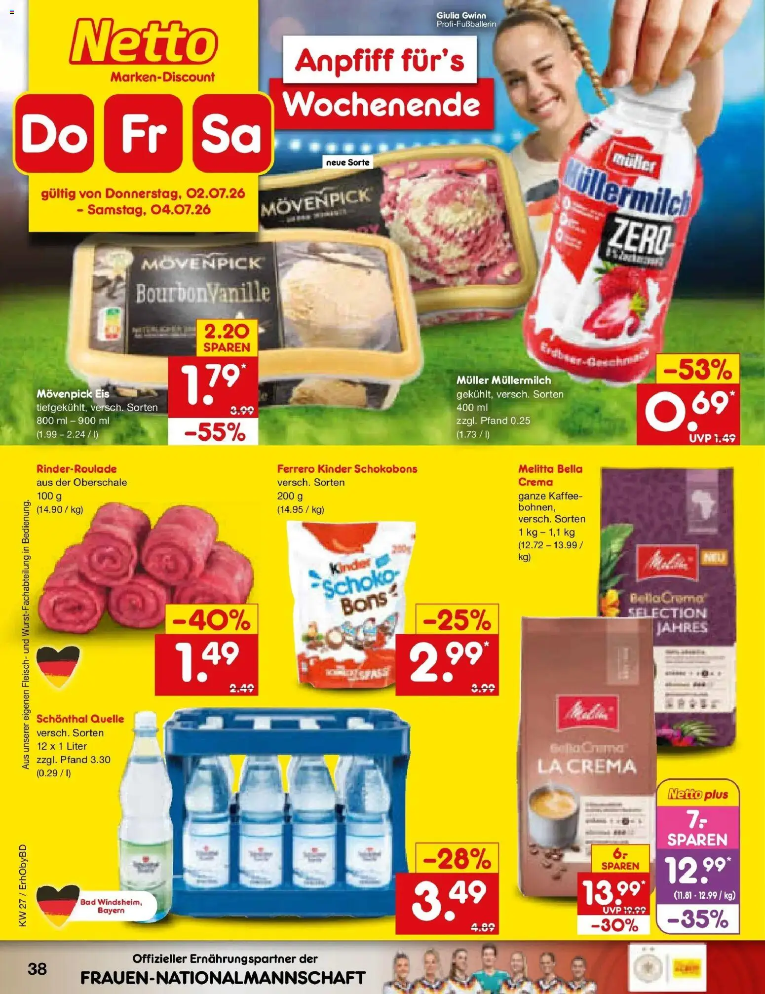 Netto Marken-Discount Prospekt Velden – gültig ab 28.06.2026 | Seite: 56 | Produkte: Bad, Movenpick eis, Muller mullermilch, Fleisch