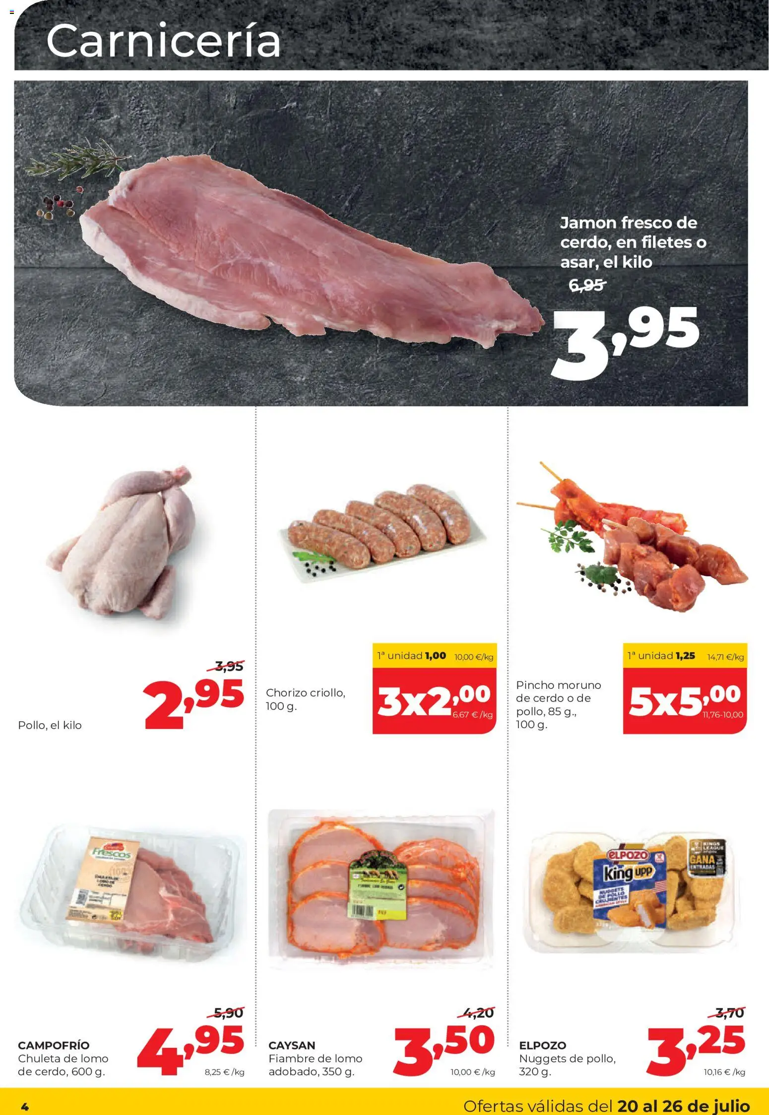 Alimerka folleto Castilla y León │ válido desde el 20/07/2026 | Página: 4 | Productos: Jamón, Cerdo, Nuggets