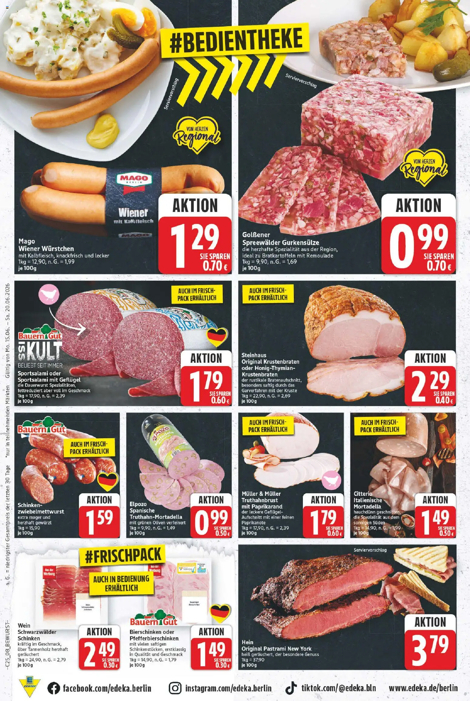 E center Prospekt – gültig ab 15.06.2026 | Seite: 8 | Produkte: Wiener wurstchen, Krustenbraten, Schinken, Wein