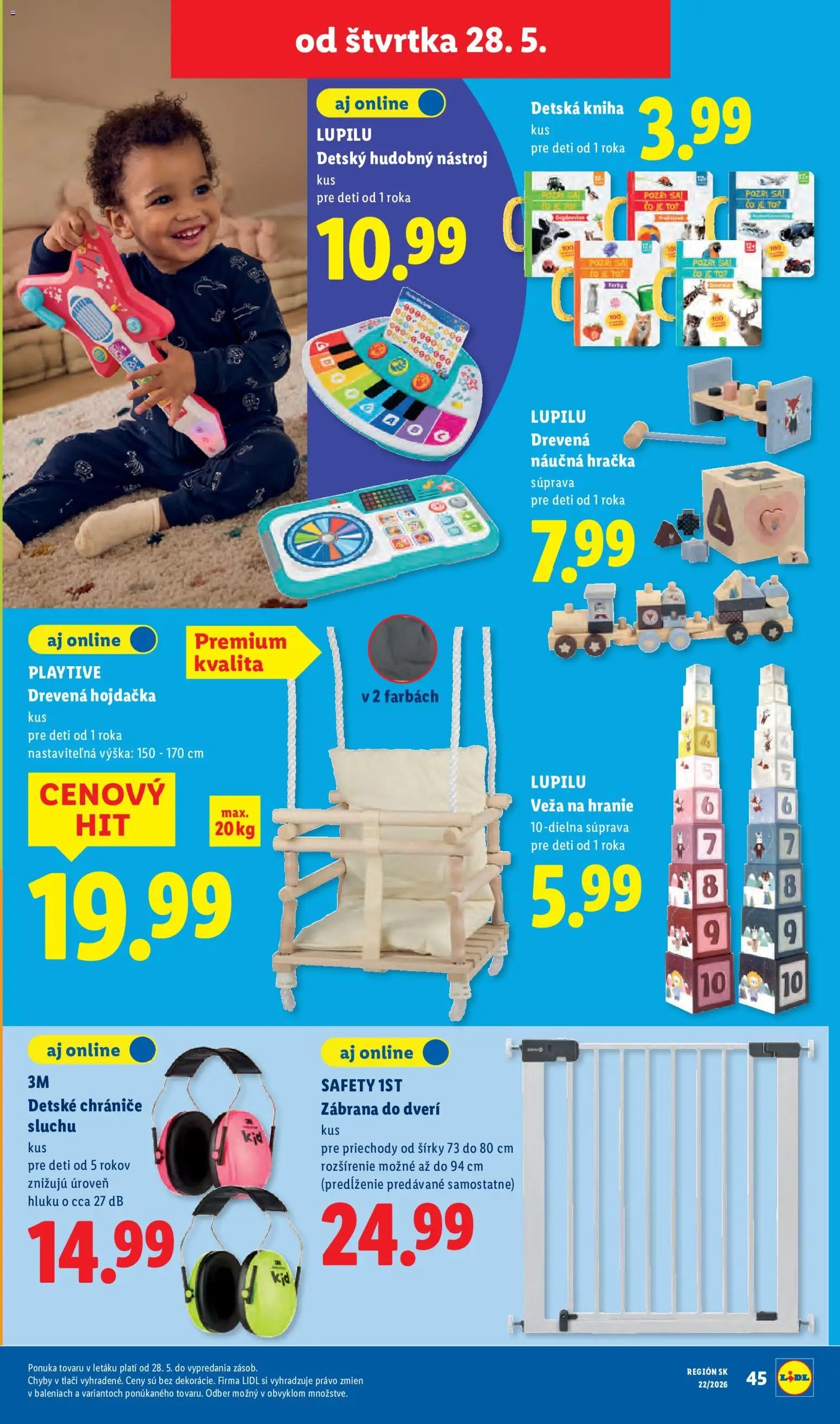 Nové Lidl akcie – leták je platný od 25.05.2026 | Strana: 98 | Produkty: Drevená hojdačka, Hojdačka, Kniha, Šál