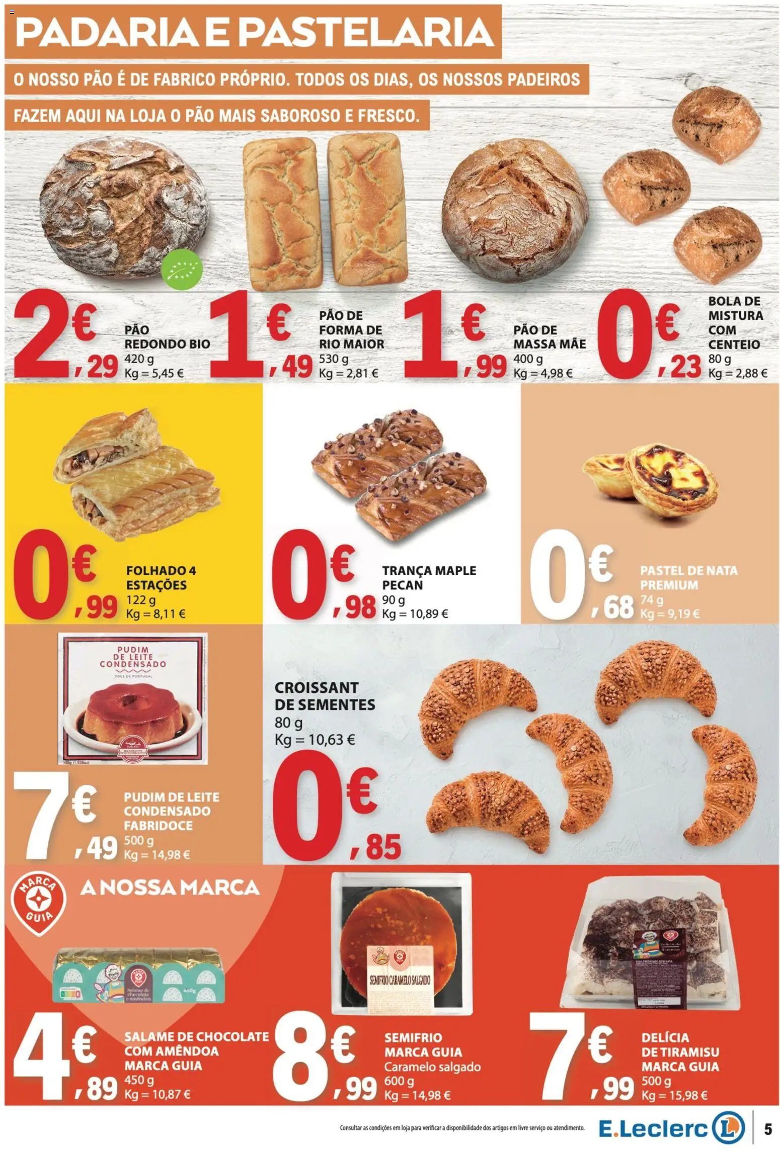 E.Leclerc folheto │ válido de 08/10/2026 | Página: 5 | Produtos: Leite condensado, Pão, Nata, Massa