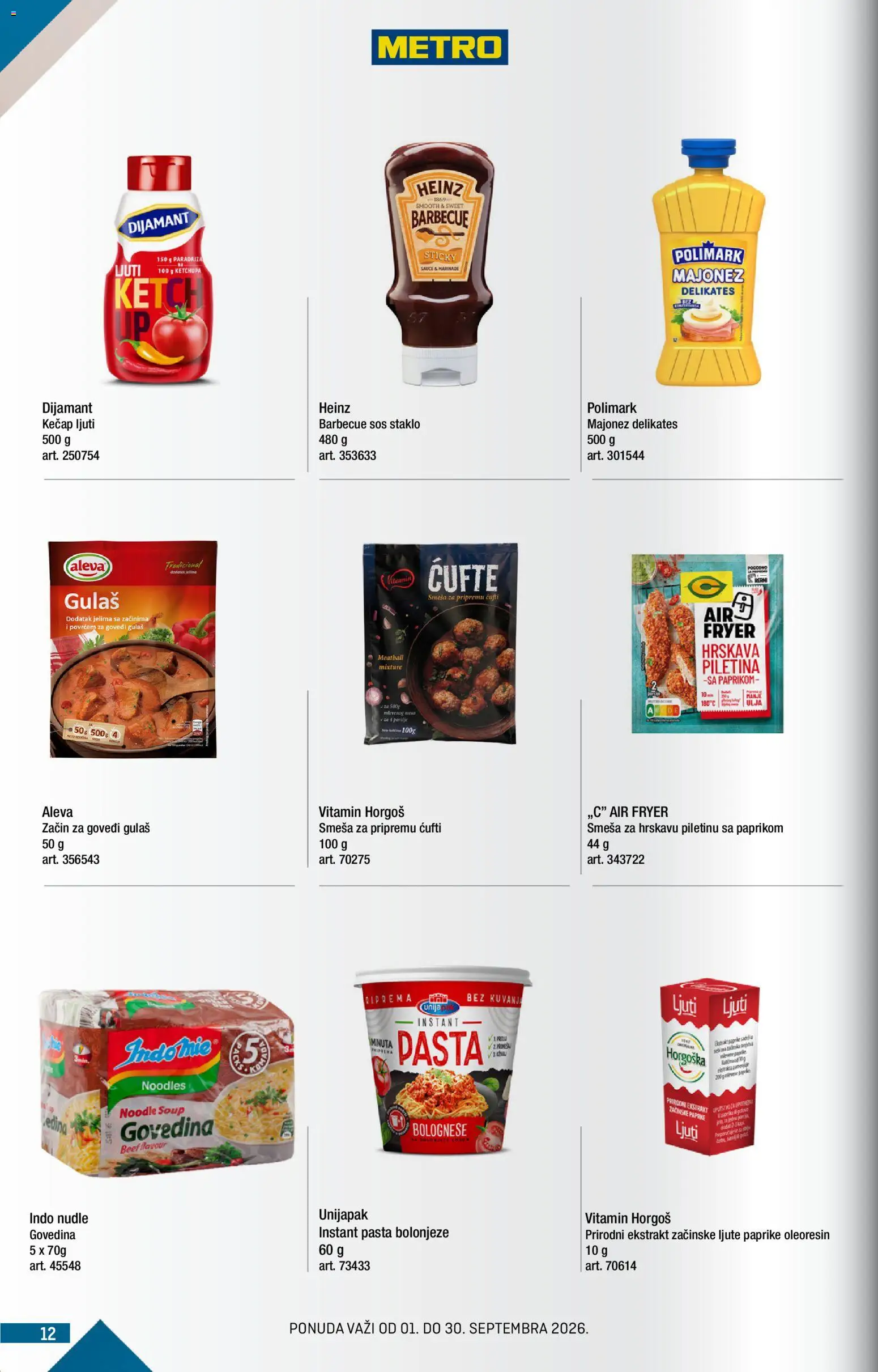 Metro katalog - važi od 01.09.2026 | Strana: 12 | Proizvode: Majonez, Pasta, Sos, Piletina