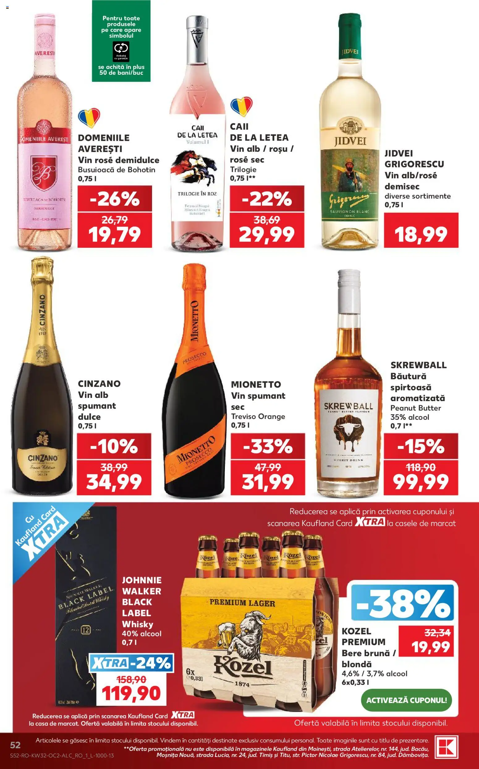 Noul catalog Kaufland – valabil de la 05.08.2026 | Pagină: 52 | Produse: Prosecco, Vin, Bere