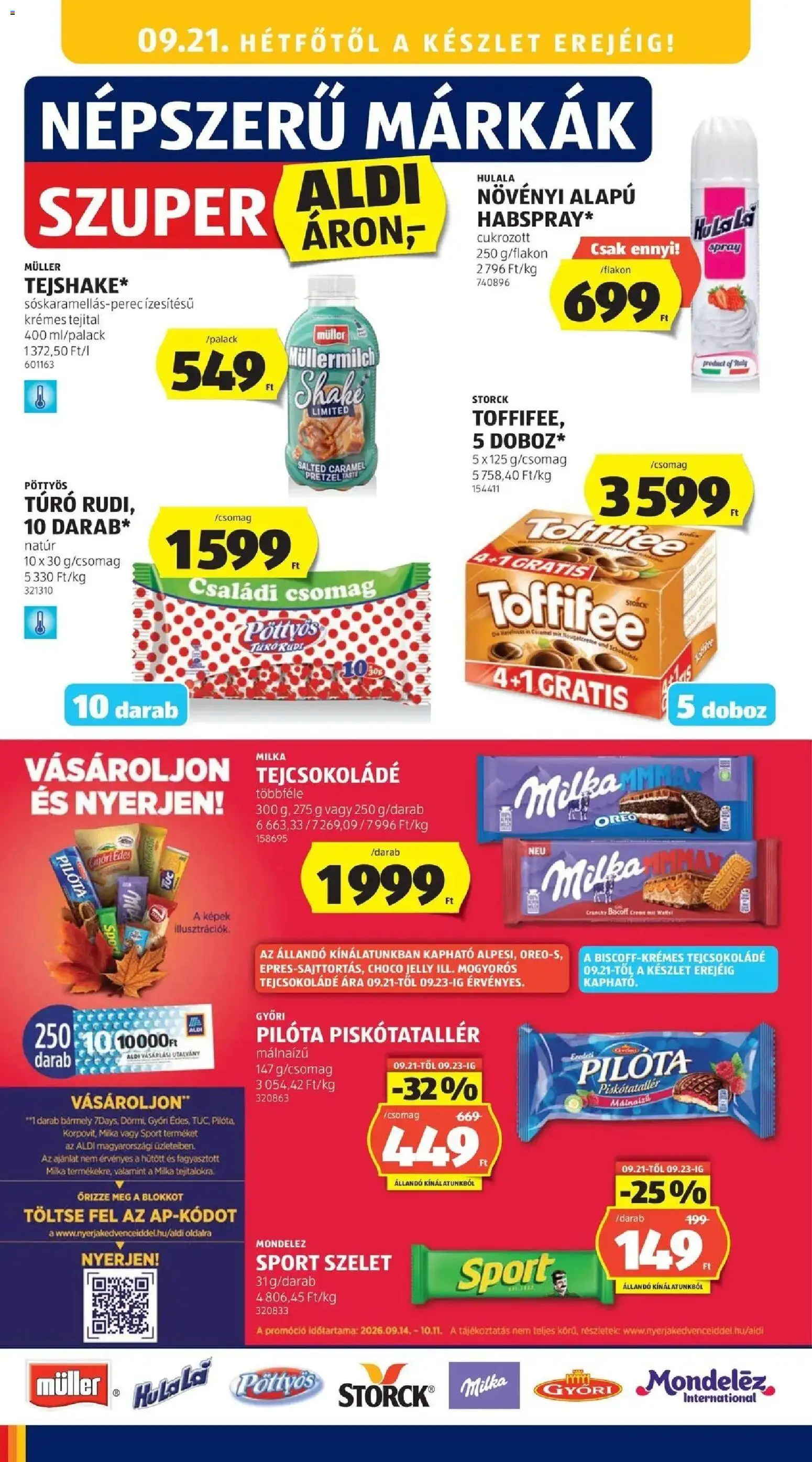 Aldi aktuális akciós újság - 2026.09.17. -tól/töl > akció, lapozható szórólap 🛍️ | Oldal: 16 | Termékek: Müller, Doboz, Oreo, Túró